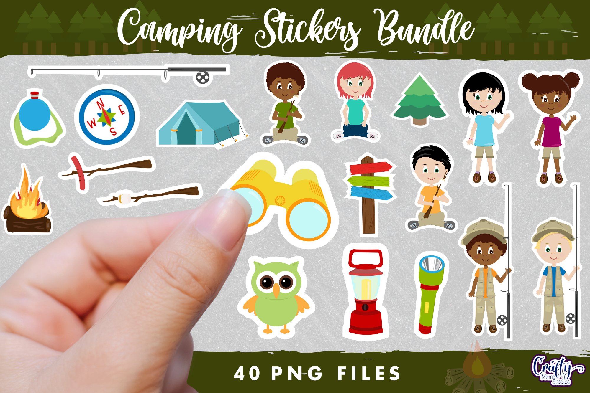 Camping Stickers PNG Bundle | Summer Camp Print And Cut Png