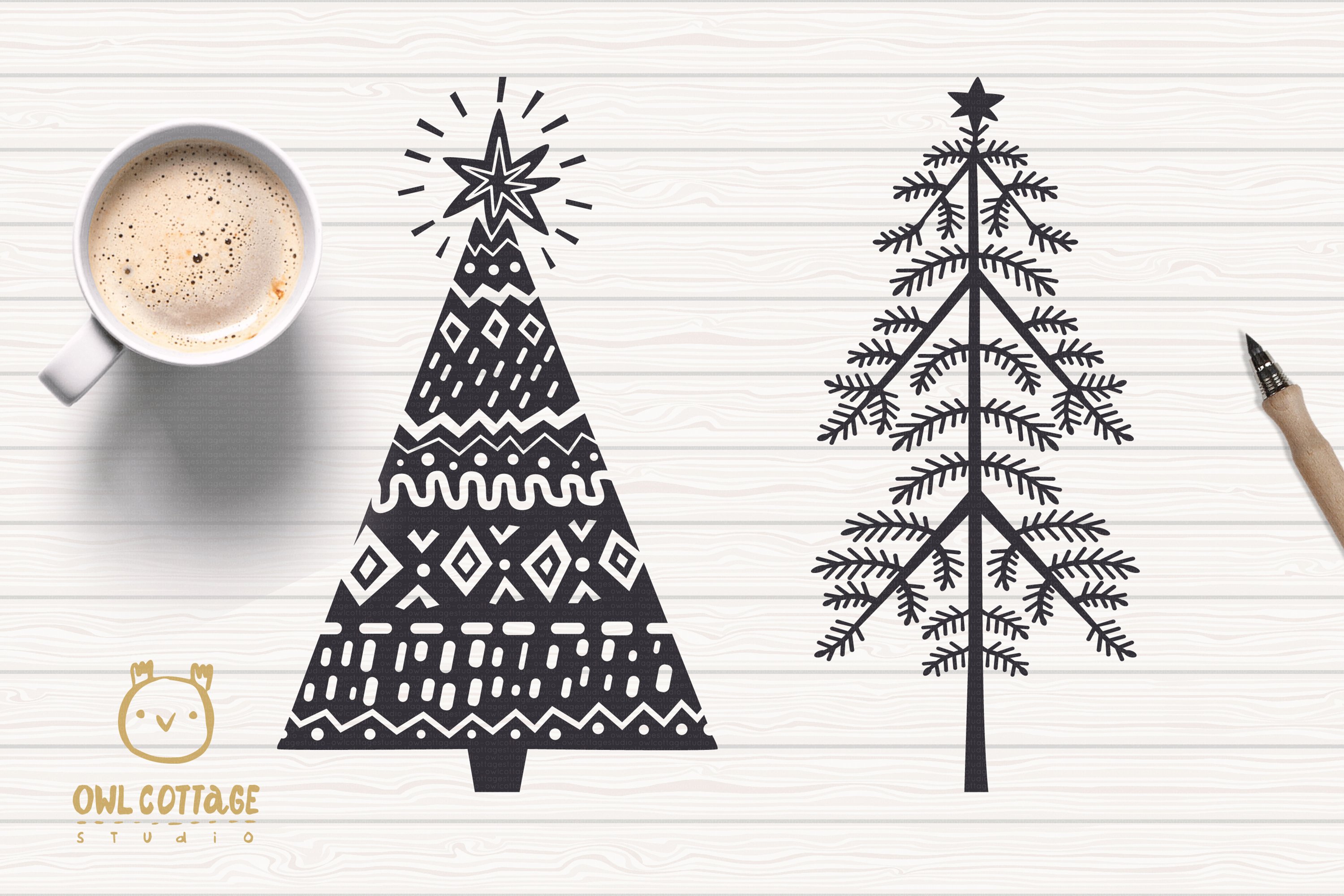 Scandinavian Style X-mas Trees SVG Bundle, Christmas Decor view 2