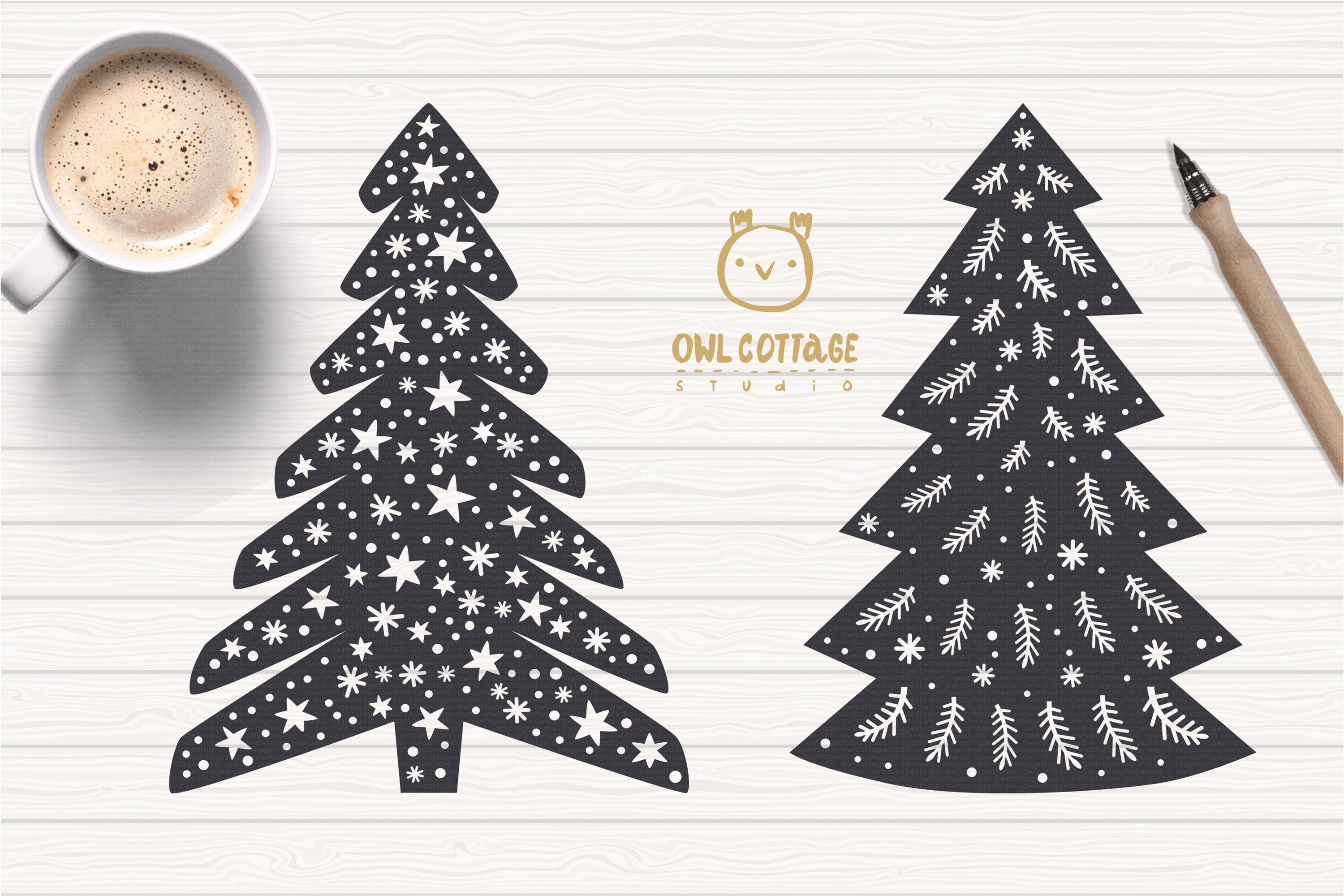 Scandinavian Style X-mas Trees SVG Bundle, Christmas Decor view 3