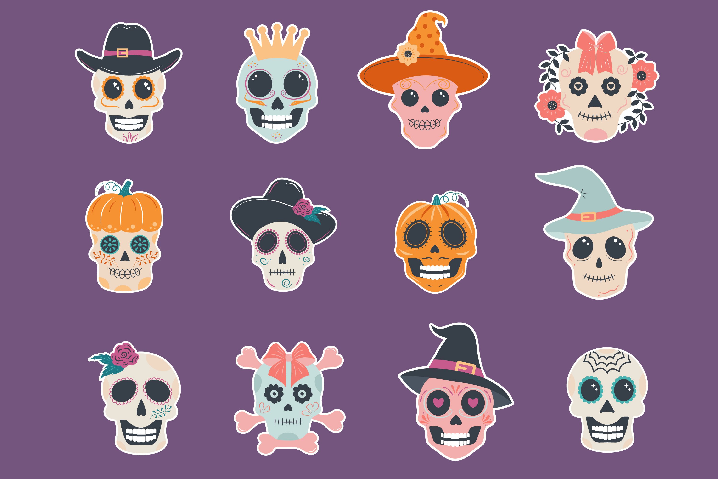 Halloween skull stickers view 2