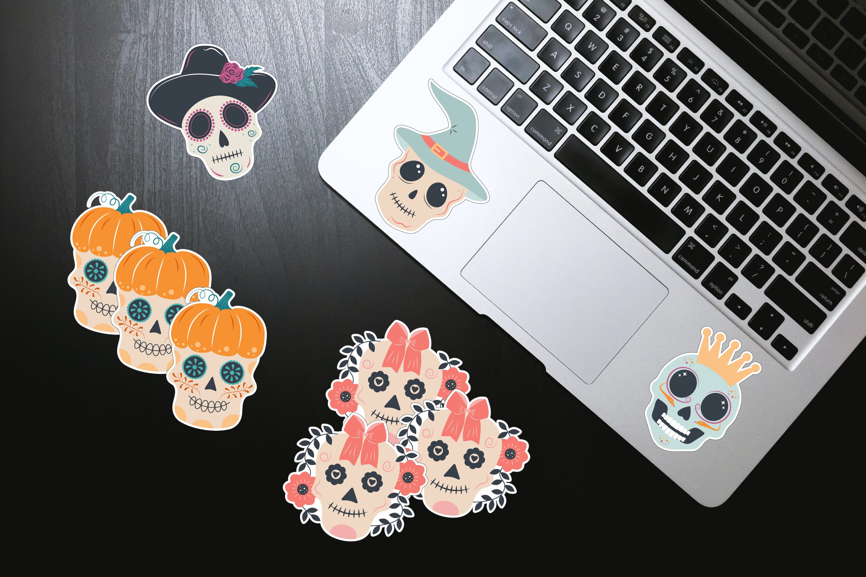 Halloween skull stickers view 3