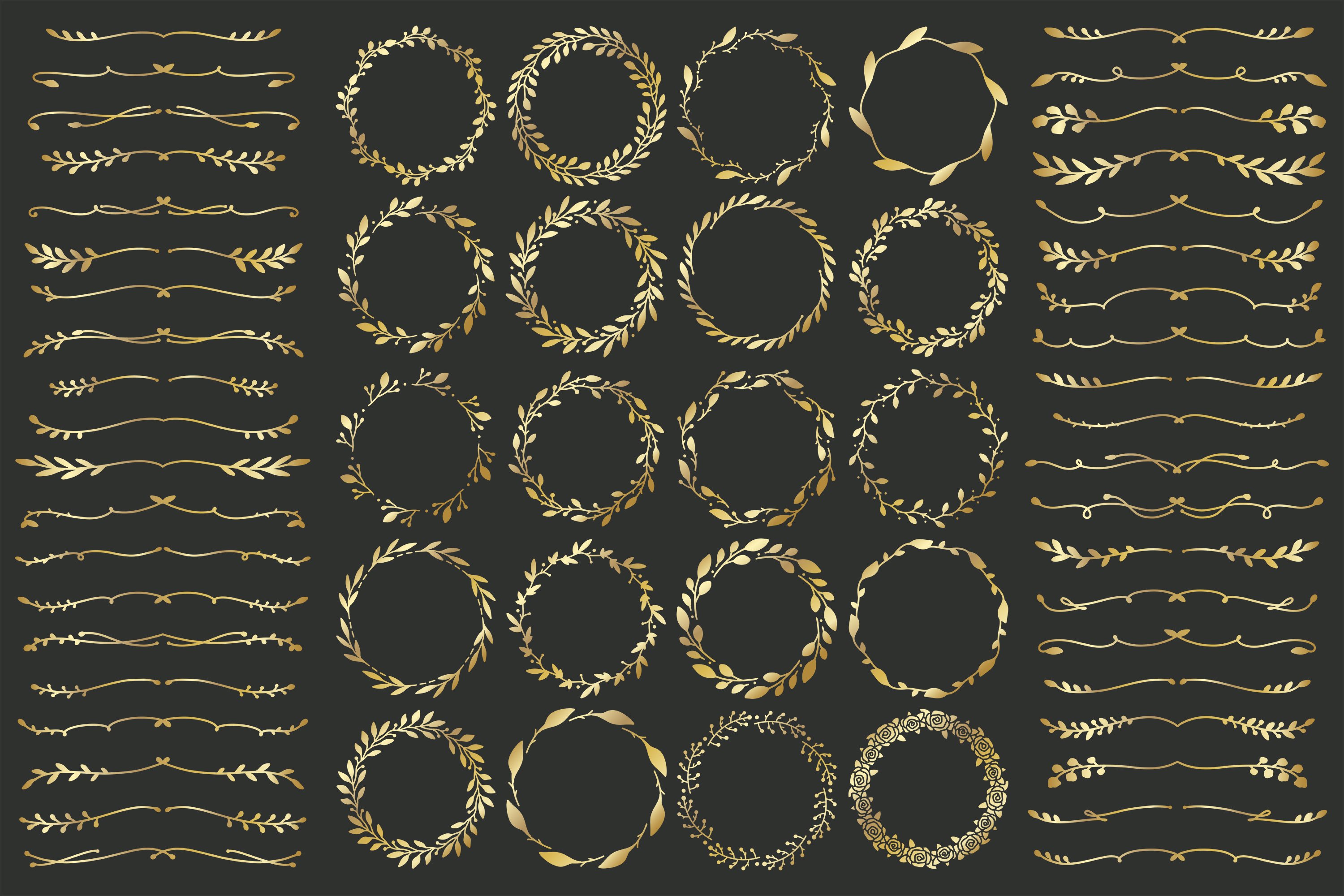 Gold monogram frames and text dividers bundle view 3