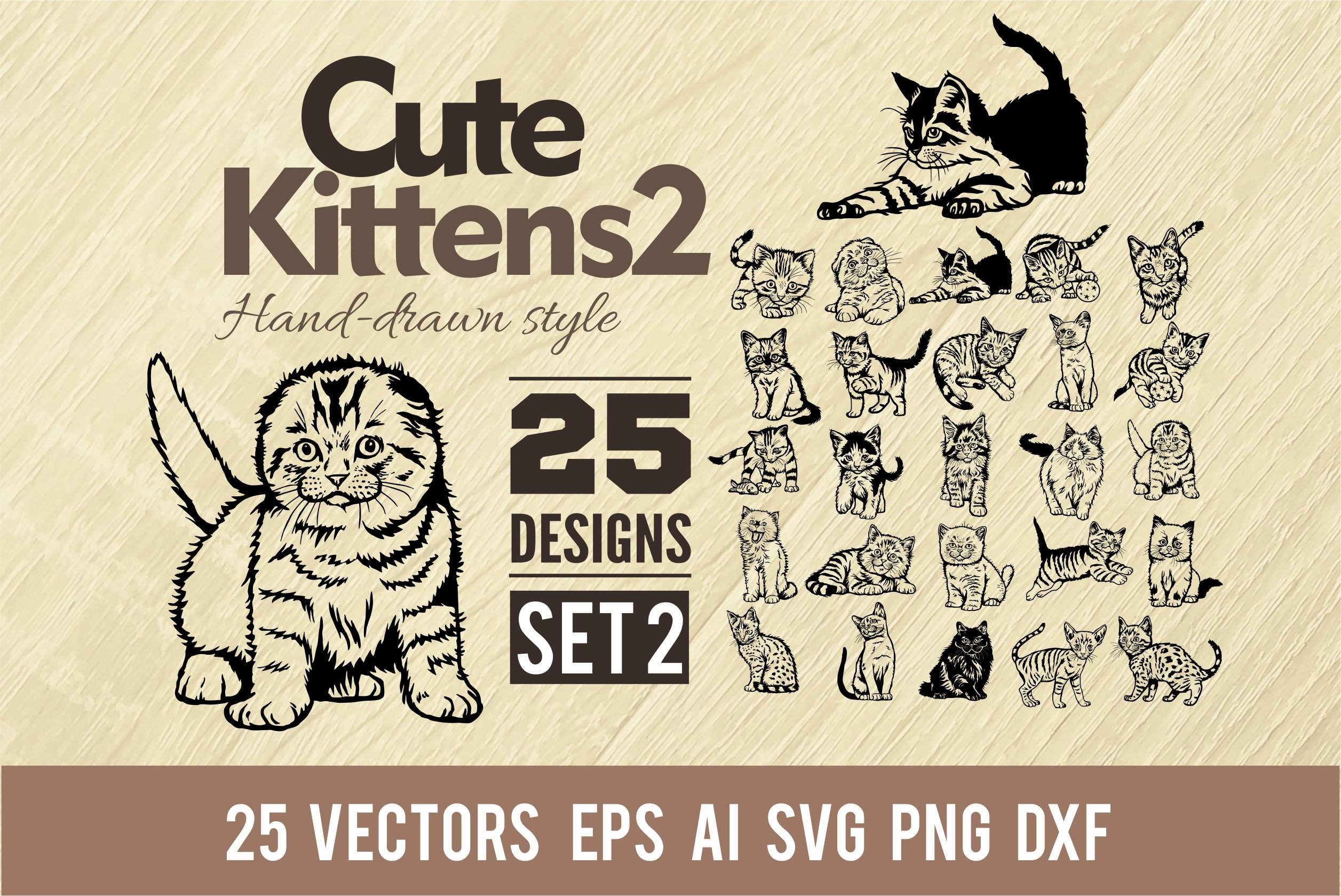 Cute Kittens 2 - Bundle 25 designs SVG, cats svg, Cute File