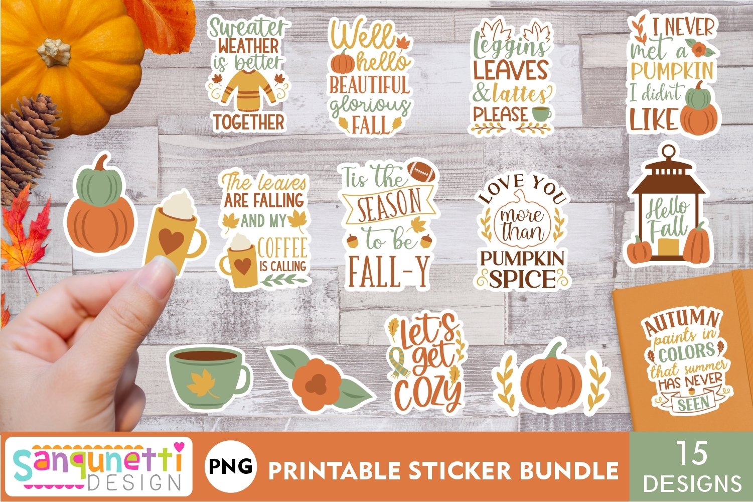 Fall lettering and graphics sticker bundle