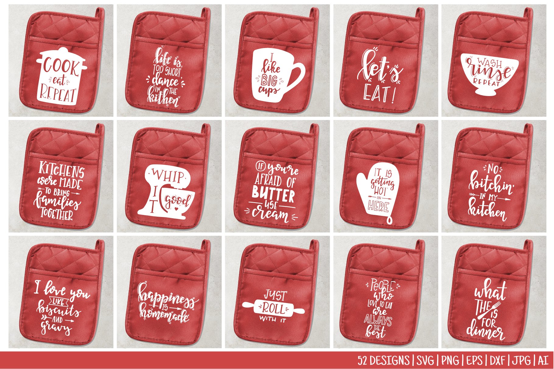Pot Holder Quotes Bundle - SVG, PNG, DXF, EPS view 2