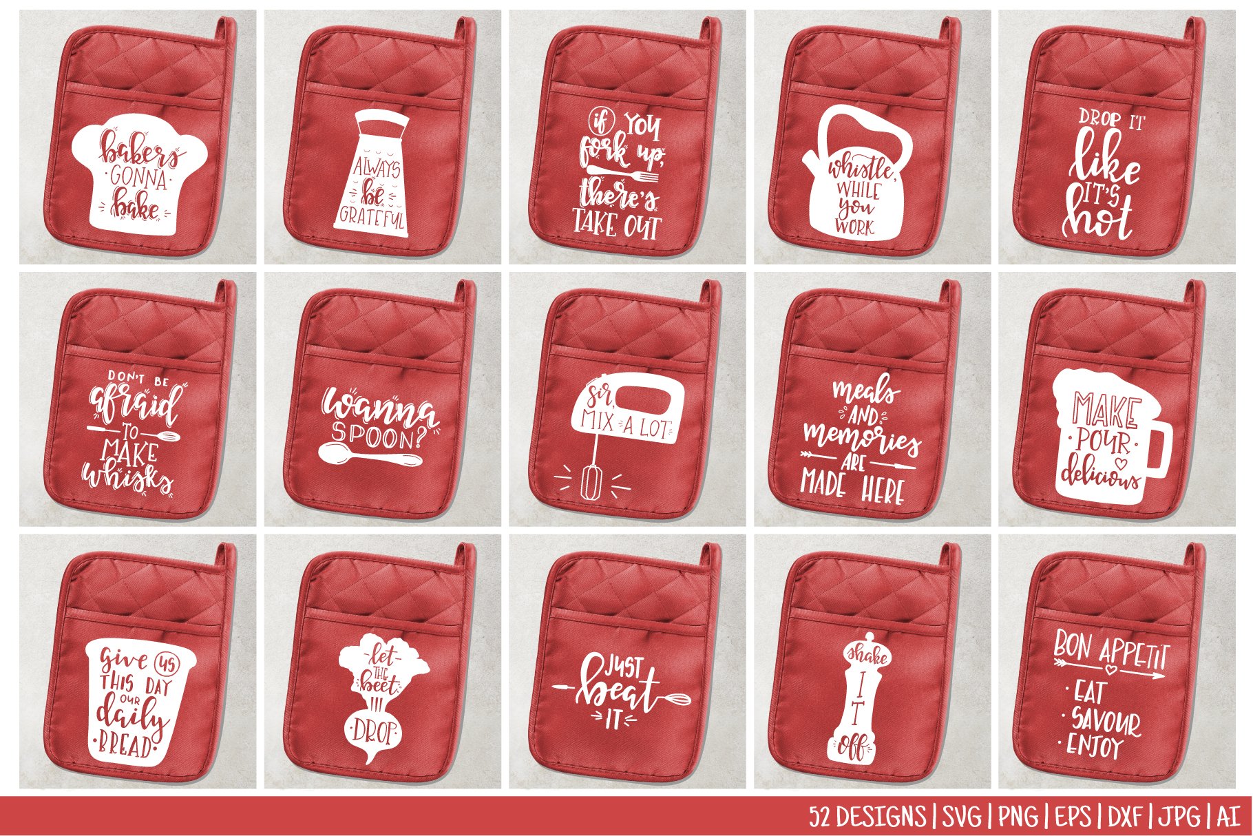 Pot Holder Quotes Bundle - SVG, PNG, DXF, EPS view 3