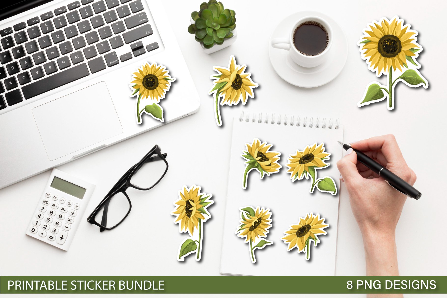 Sunflowers Stickers | Printable Floral Design Stickers view 2