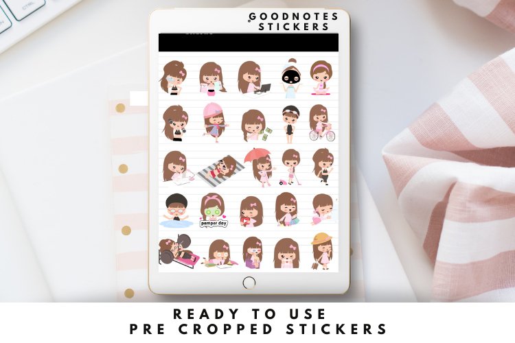 Emely Girl Digital Planner Stickers GoodNotes view 2
