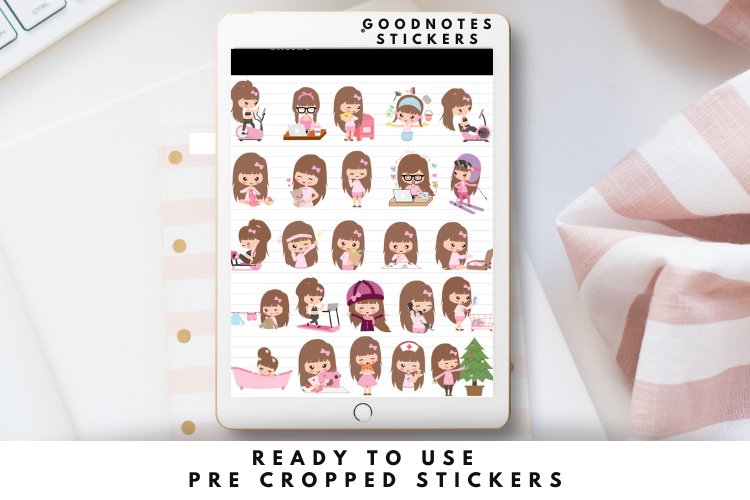 Emely Girl Digital Planner Stickers GoodNotes view 3