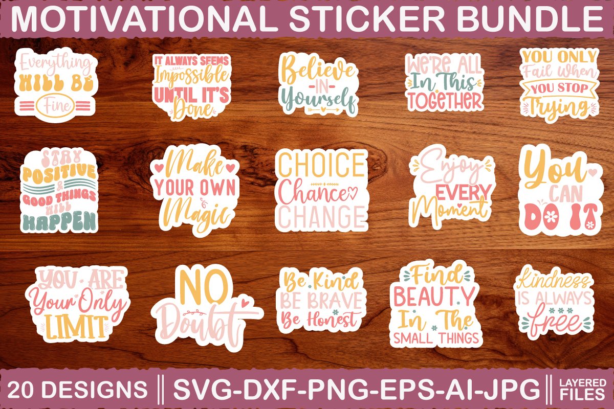 Motivational sticker bundle, Inspirational sticker bundle