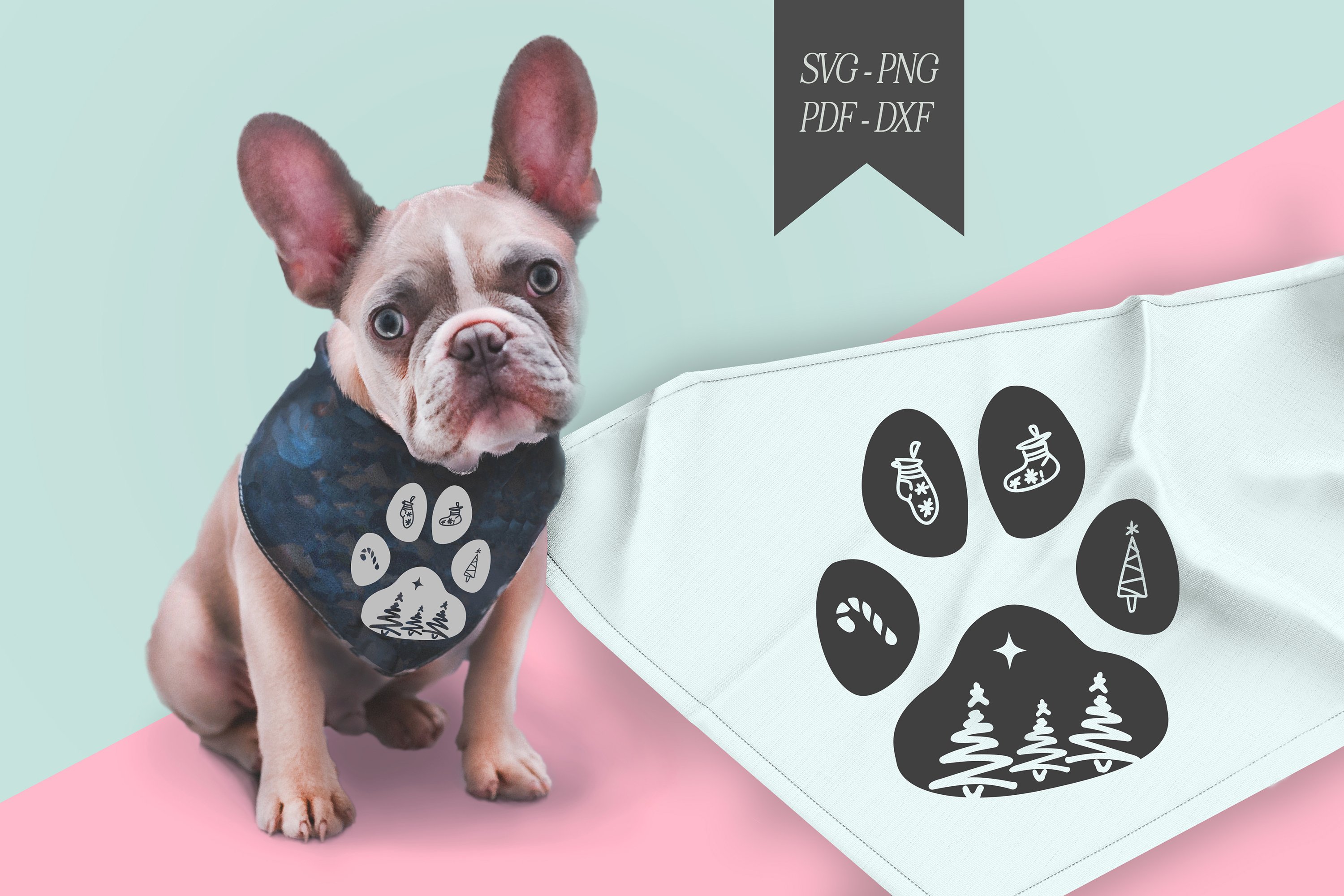 BUNDLE christmas dog bandana svg funny sublimation dog pod view 3