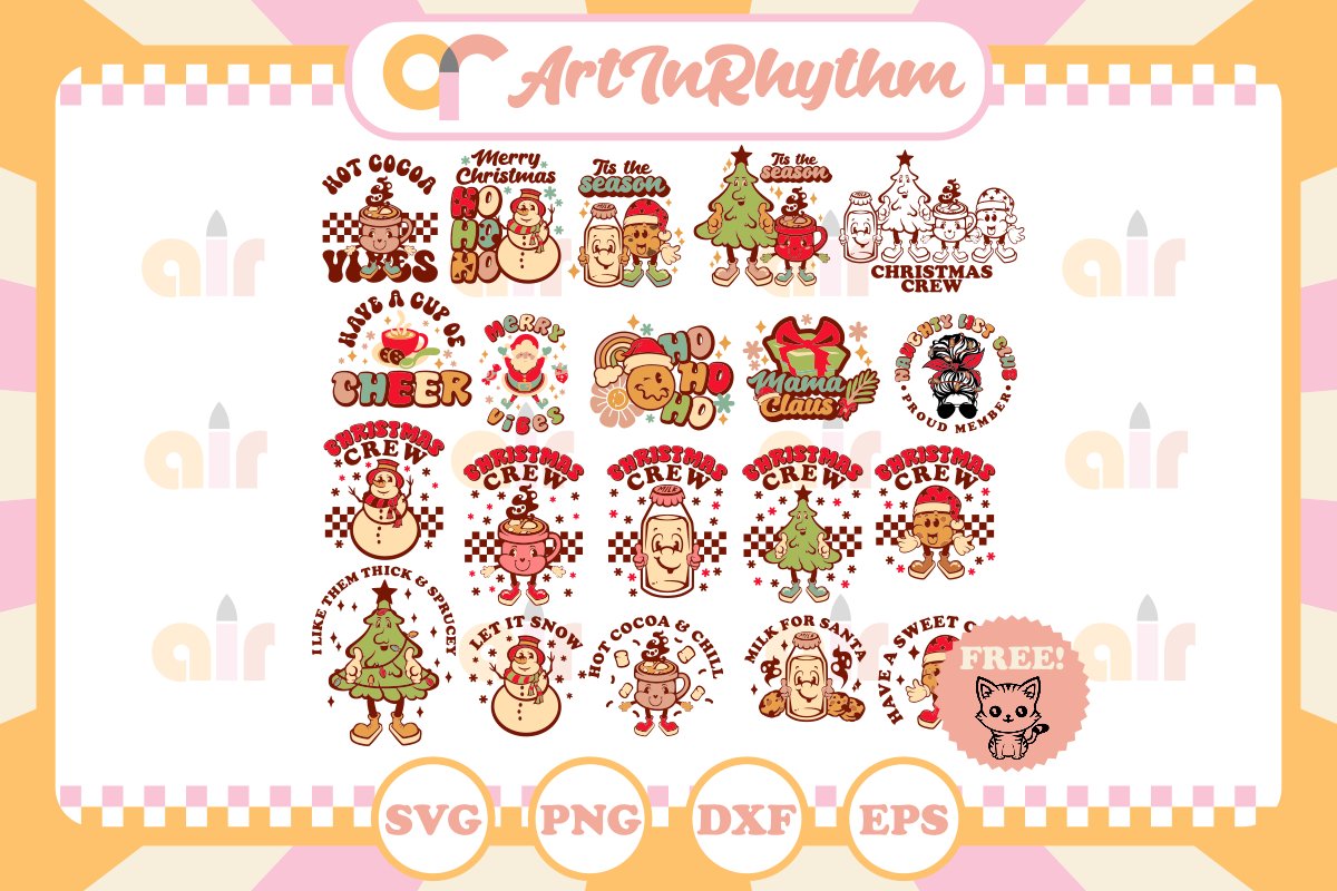 Retro Christmas Svg Bundle / Christmas Sublimation