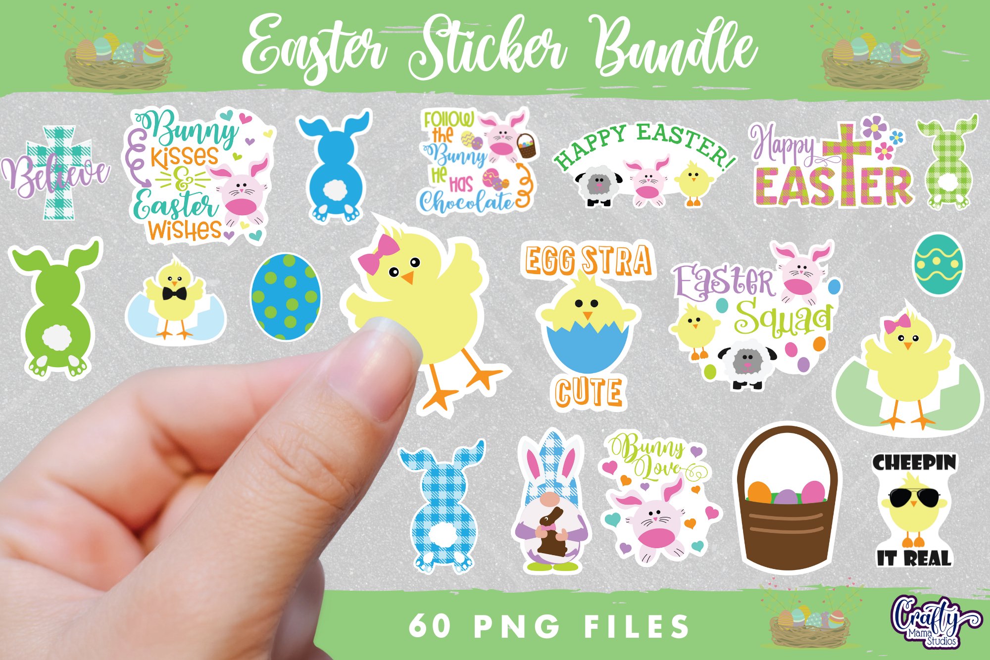 Printable Easter Sticker Png Bundle | Easter Digital Sticker