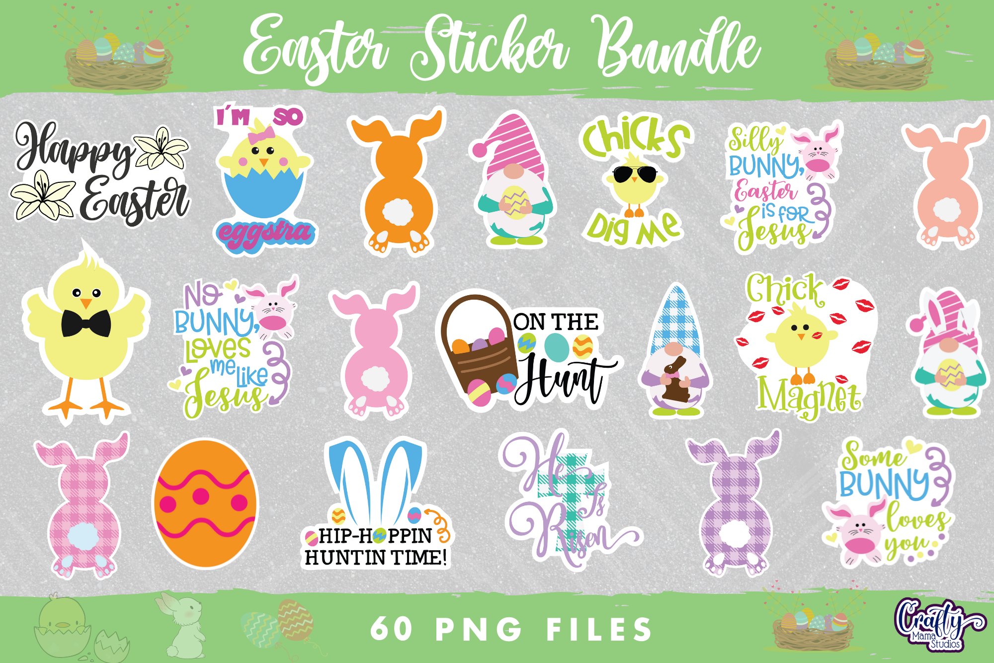 Printable Easter Sticker Png Bundle | Easter Digital Sticker view 2