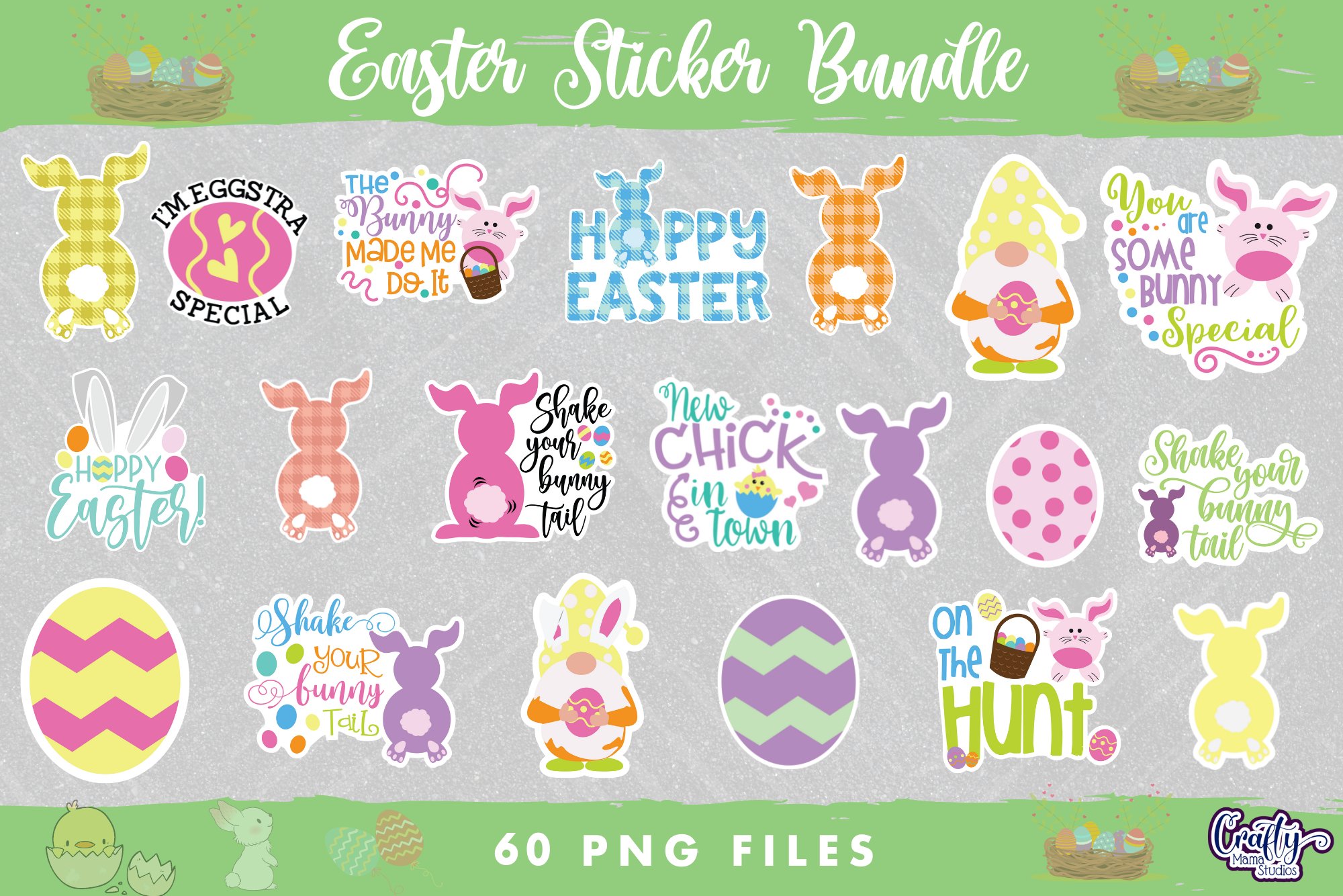 Printable Easter Sticker Png Bundle | Easter Digital Sticker view 3