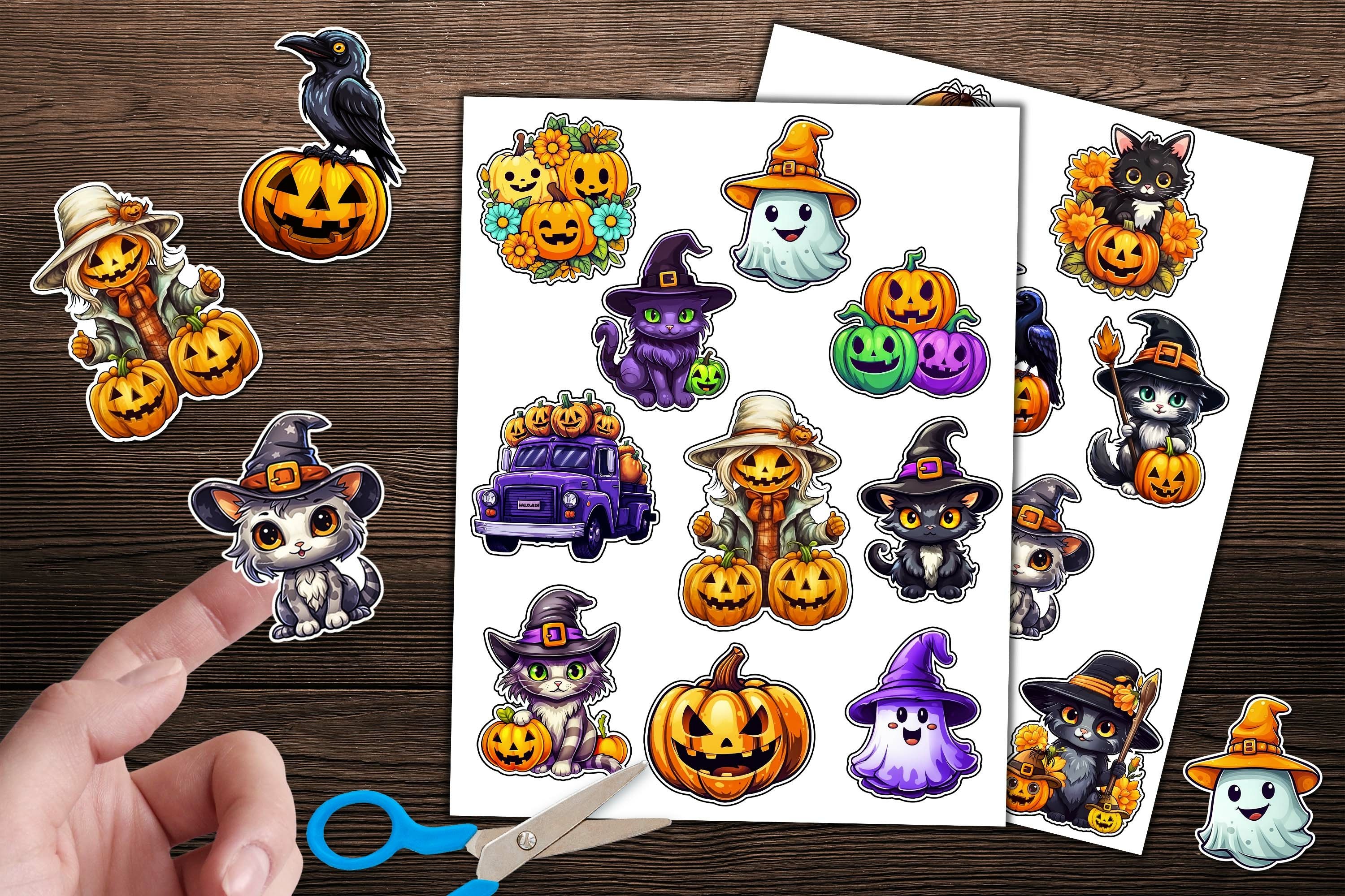 Halloween Stickers Set with 20 Cute Designs | Print and Cut view 3
