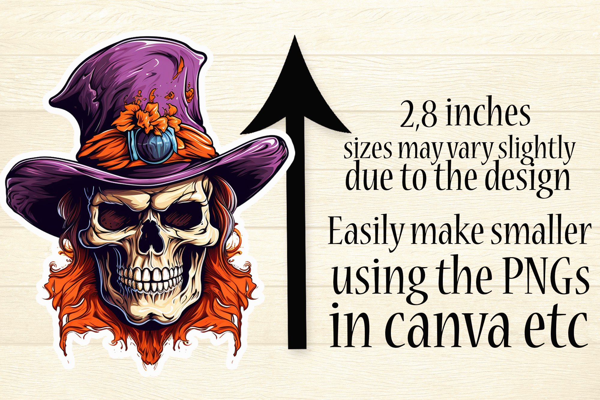 Halloween Skull Stickers: Print and Cut Stickers Sheets PNG view 2
