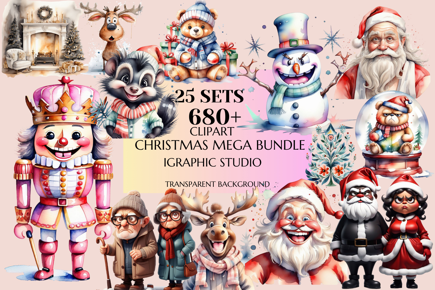 Christmas Mega Bundle, Xmas Clipart, Winter Clipart Bundle