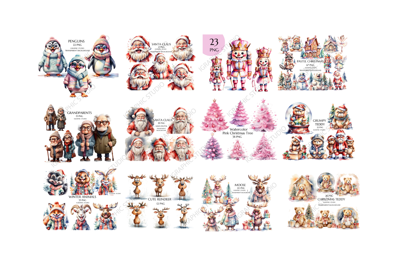 Christmas Mega Bundle, Xmas Clipart, Winter Clipart Bundle view 3