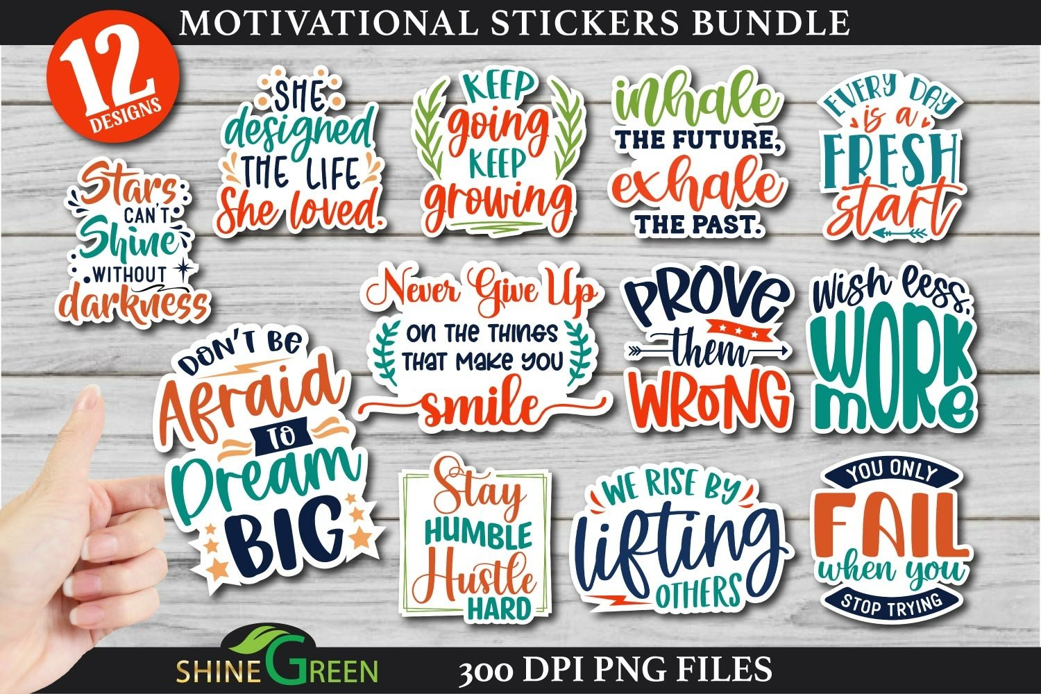 Motivational Stickers Bundle | Printable Inspirational PNG