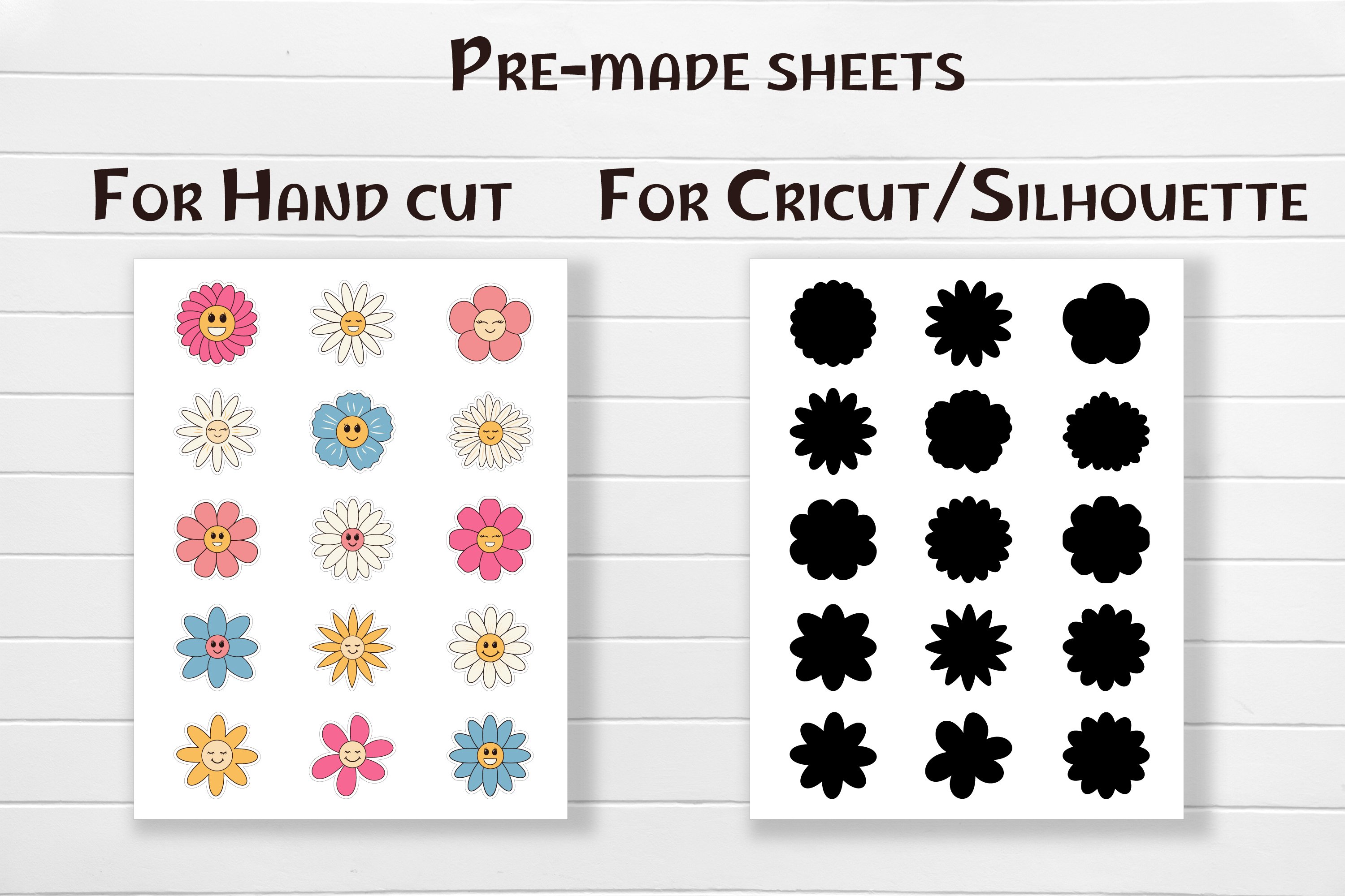 Retro Groovy flowers stickers view 3