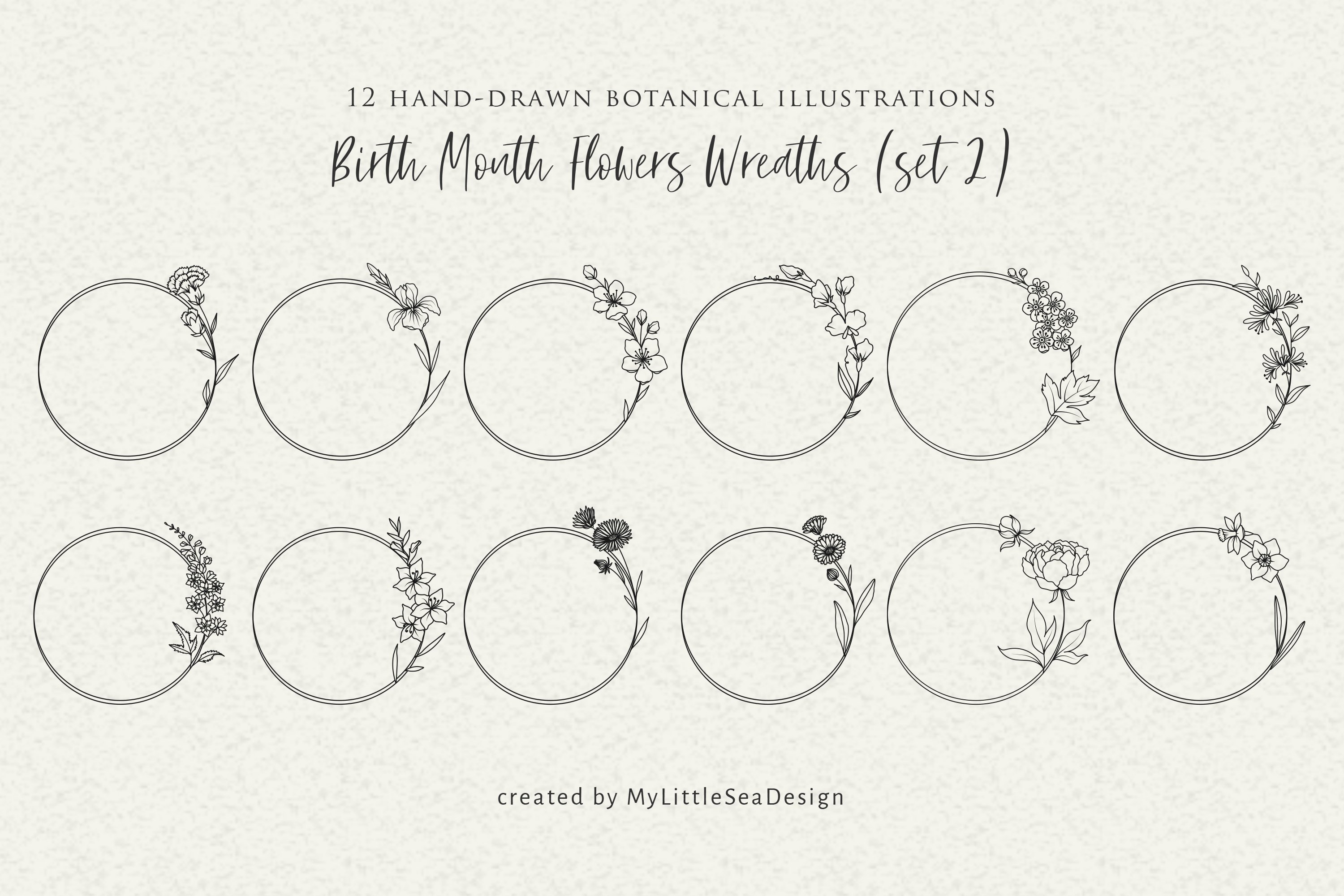 Birth Month Flowers Wreaths SVG Bundle