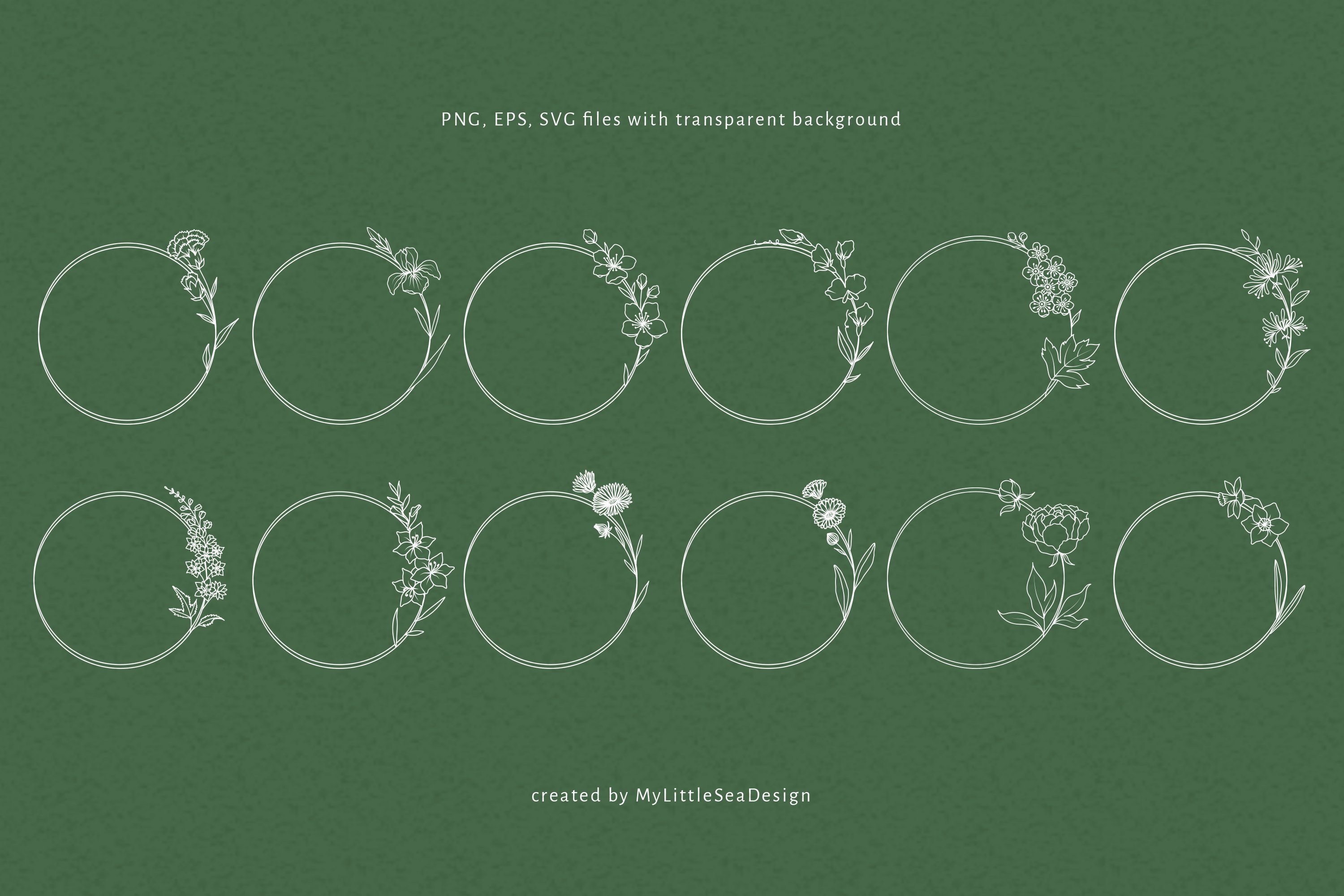 Birth Month Flowers Wreaths SVG Bundle view 2