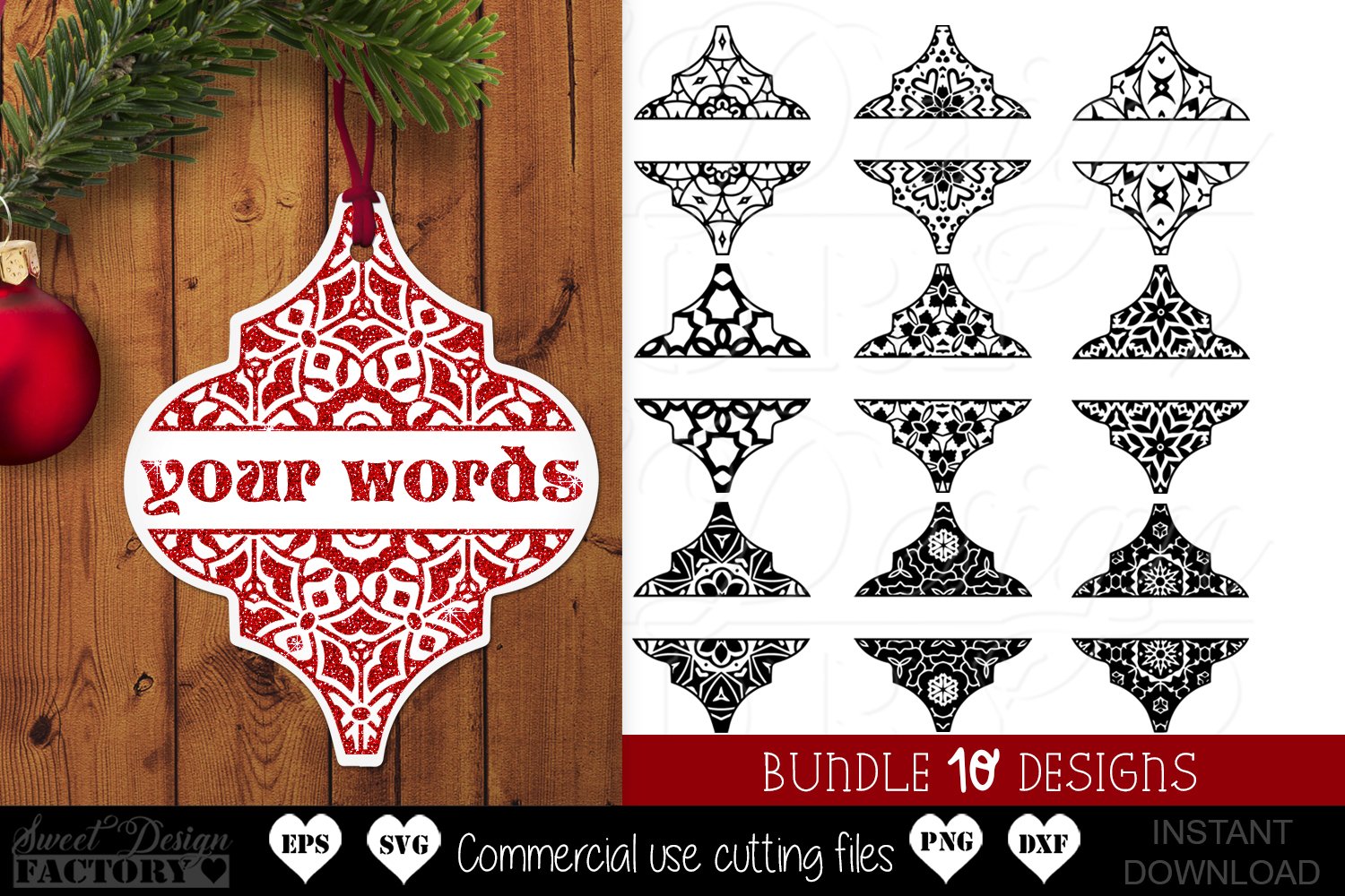 Tile Christmas Ornament SVG Bundle, arabesque SVG