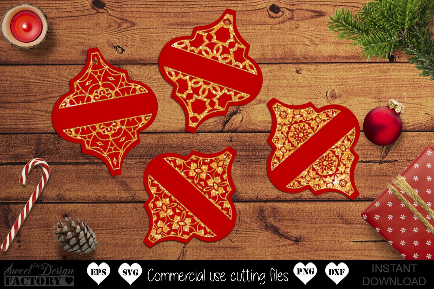 Tile Christmas Ornament SVG Bundle, arabesque SVG view 3