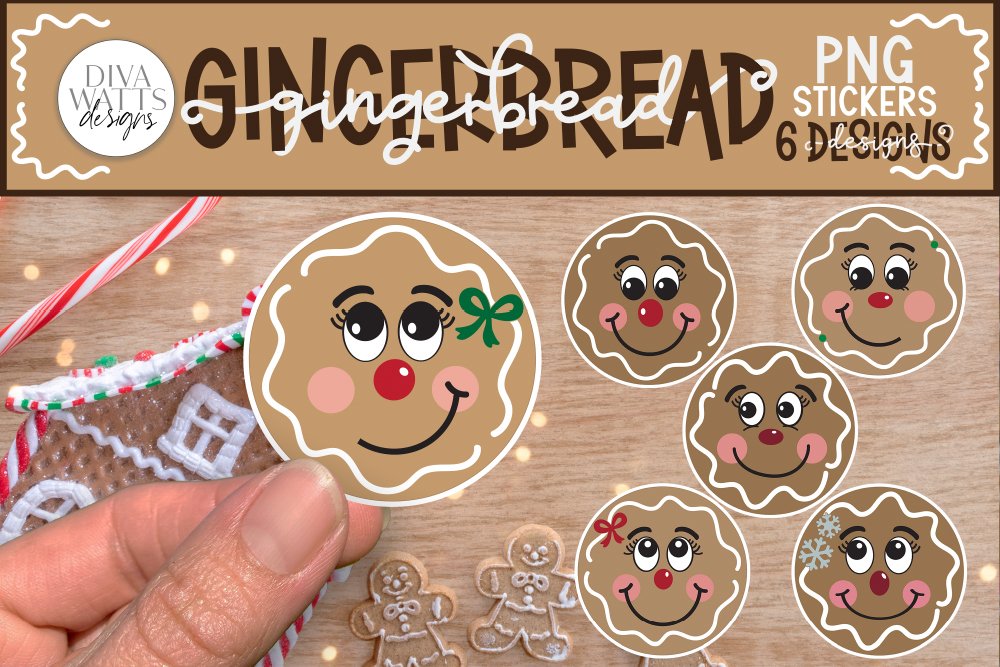 Gingerbread Sticker PNG Bundle | Christmas / Winter