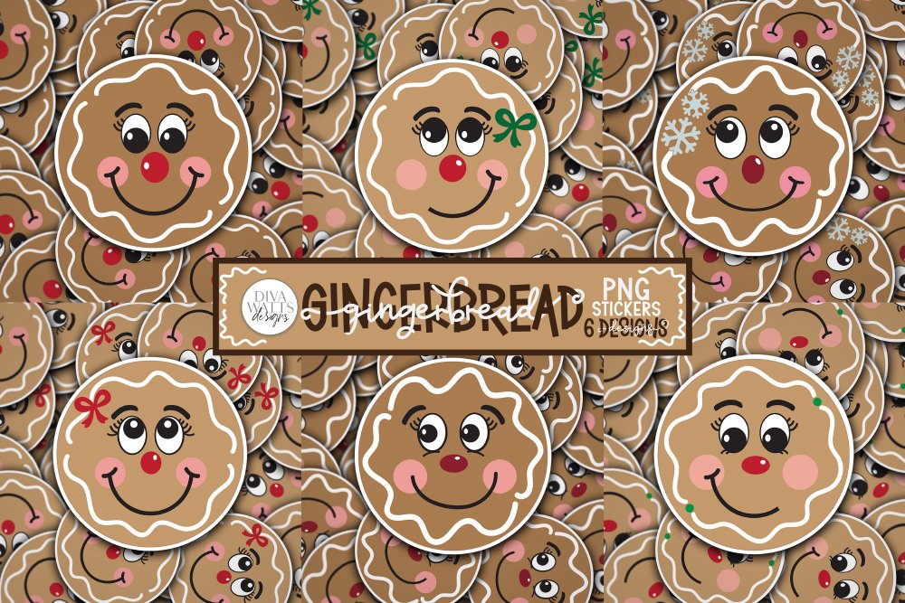 Gingerbread Sticker PNG Bundle | Christmas / Winter view 2