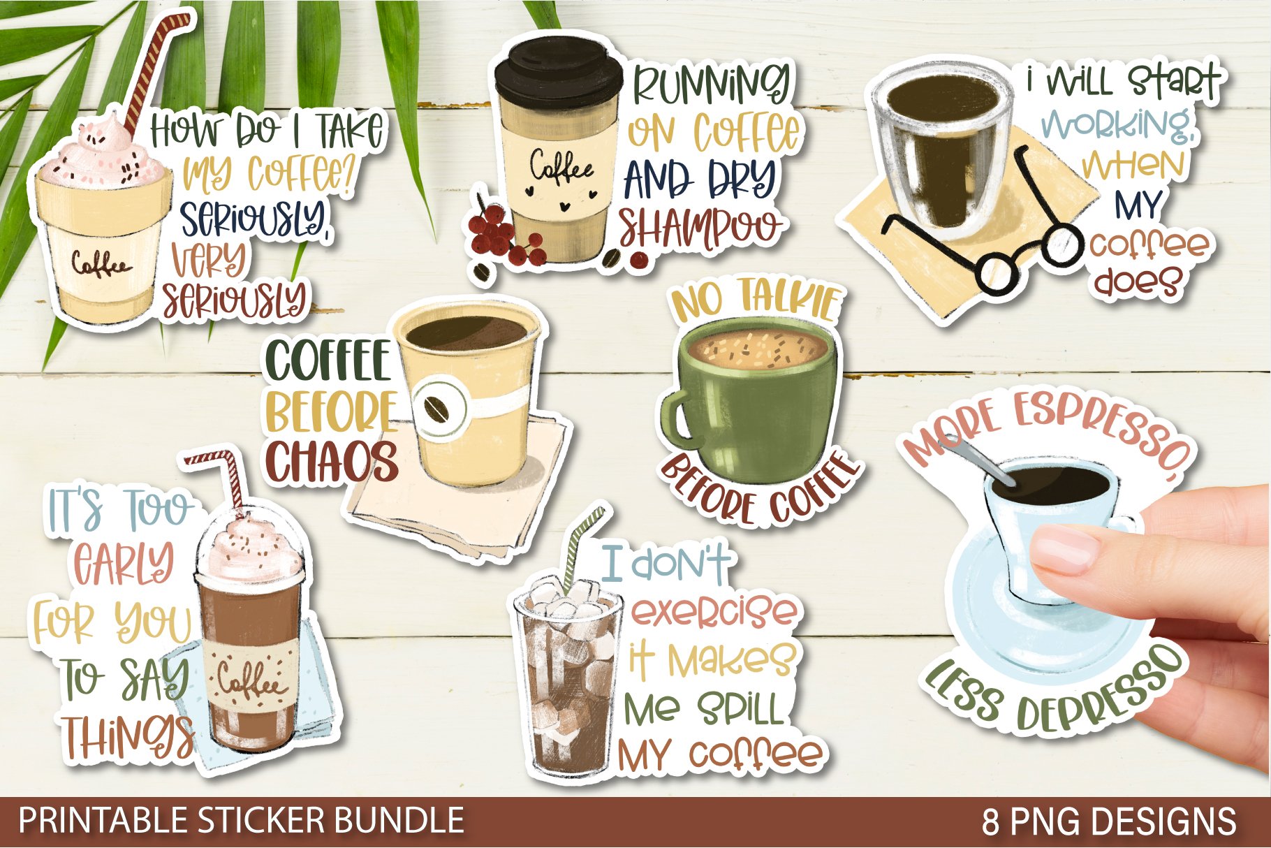 Coffee Sticker Bundle | Funny coffee printable stickers