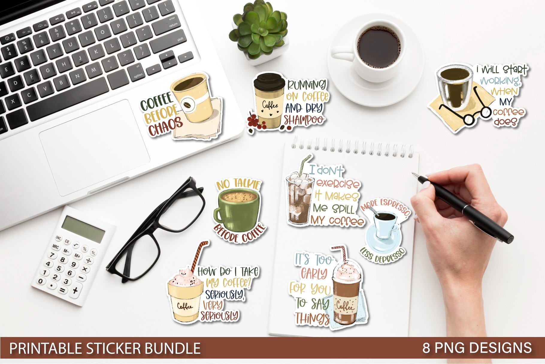 Coffee Sticker Bundle | Funny coffee printable stickers view 3