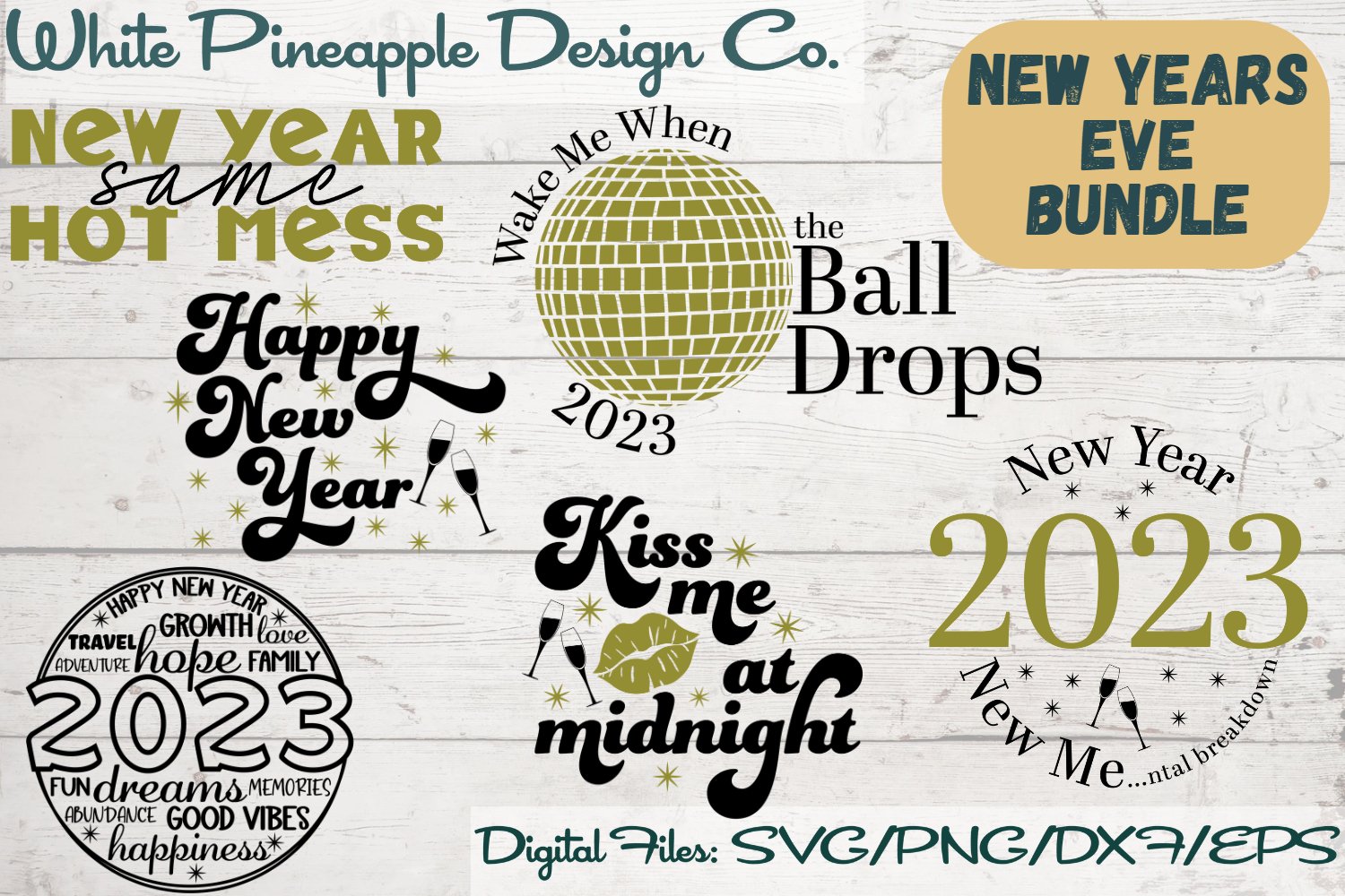 New Years 2023 SVG Bundle, New Years Eve Cut Files