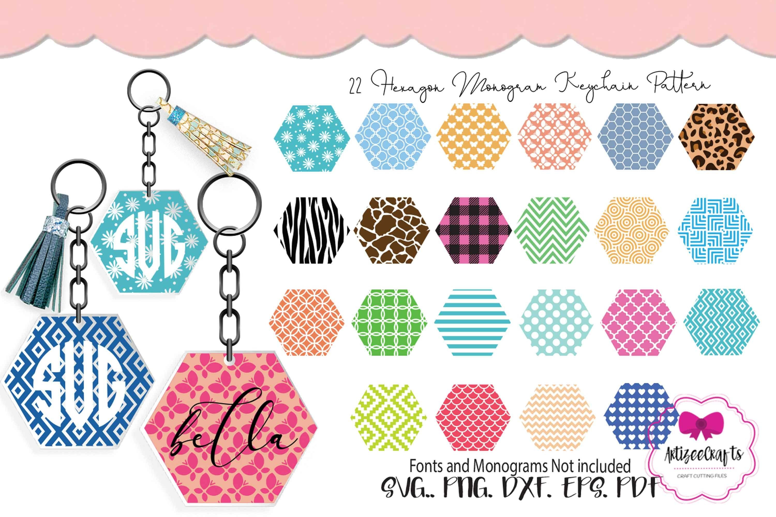 Keyring Monogram Bundle 3, Circular Pattern, Monogram Frame view 2