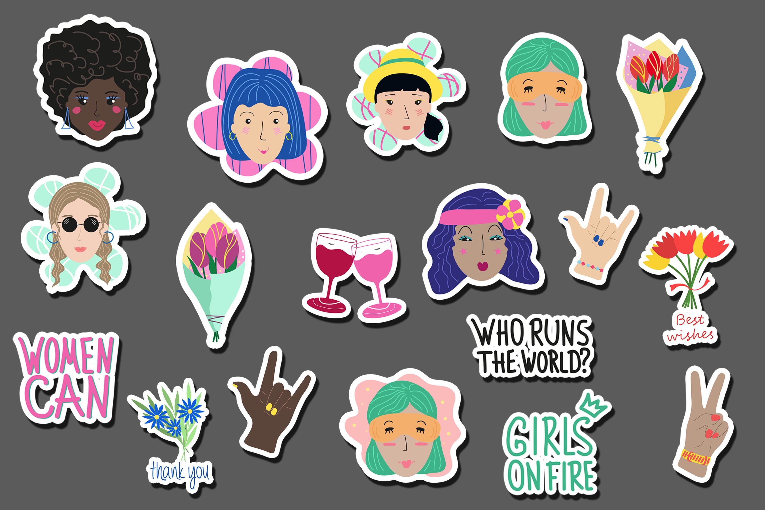 Girls Printable Stickers PNG Files view 2