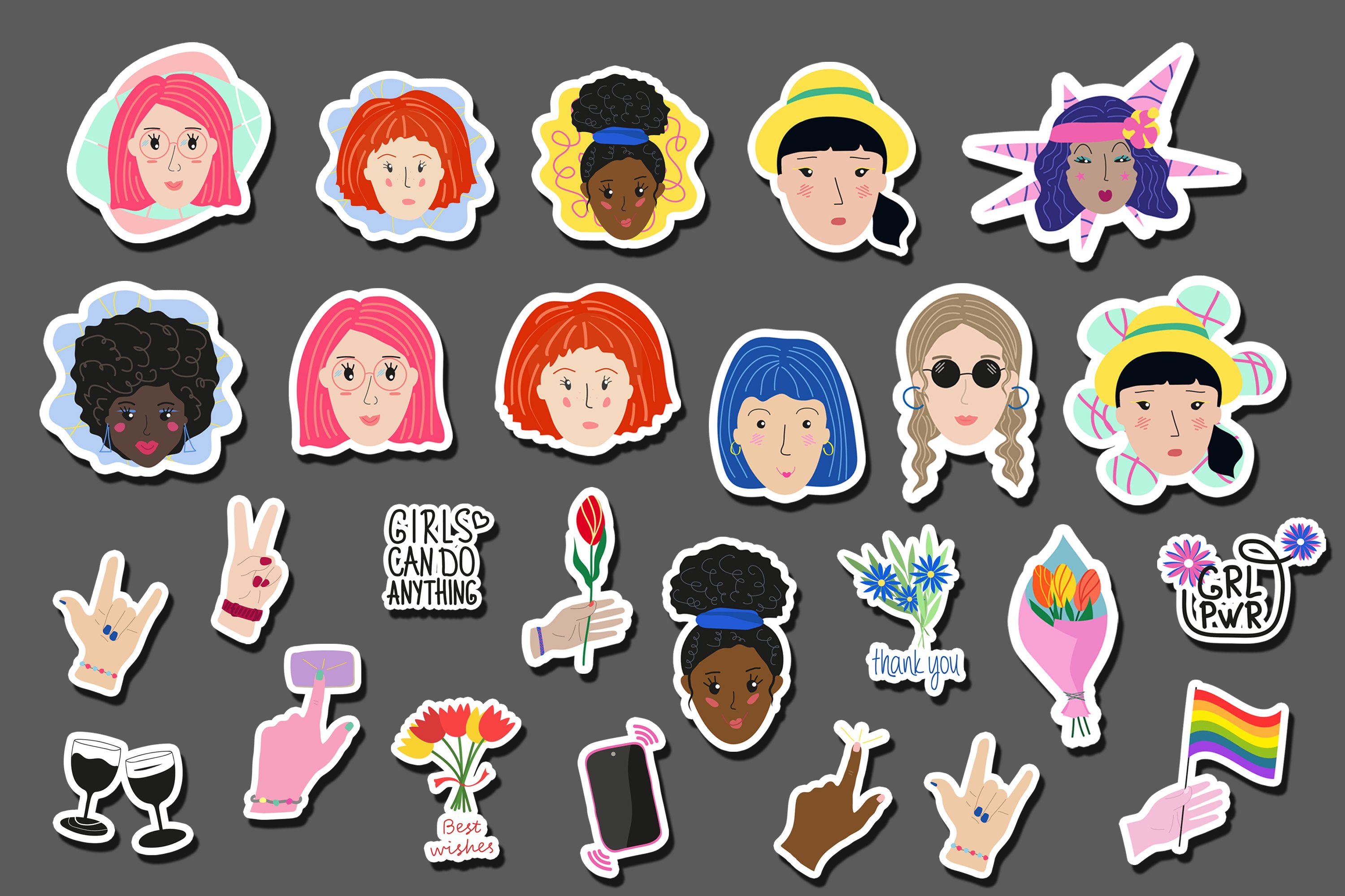 Girls Printable Stickers PNG Files view 3