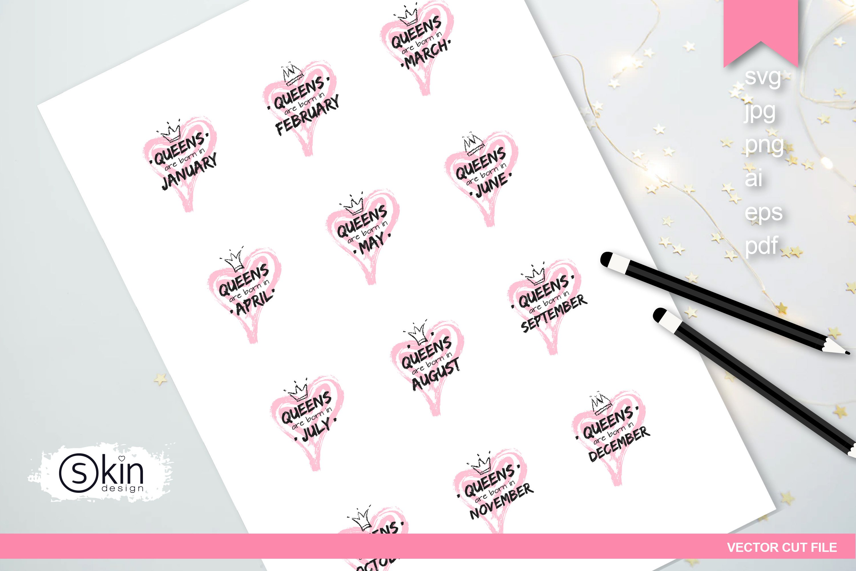 Hand draw heart with crown svg, Queen