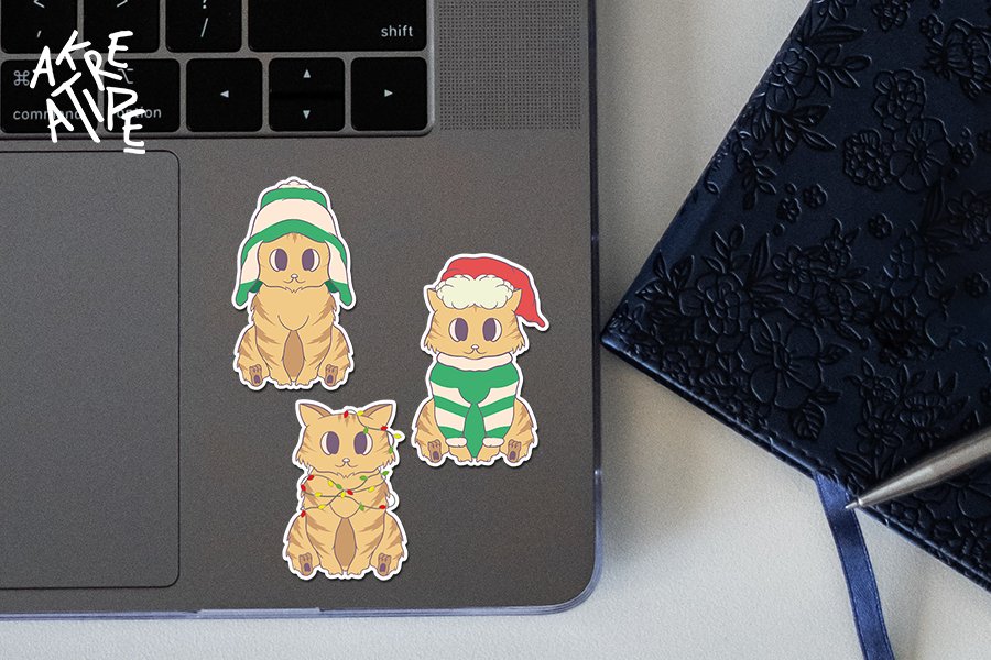 Christmas Cats Printable Stickers Bundle view 3