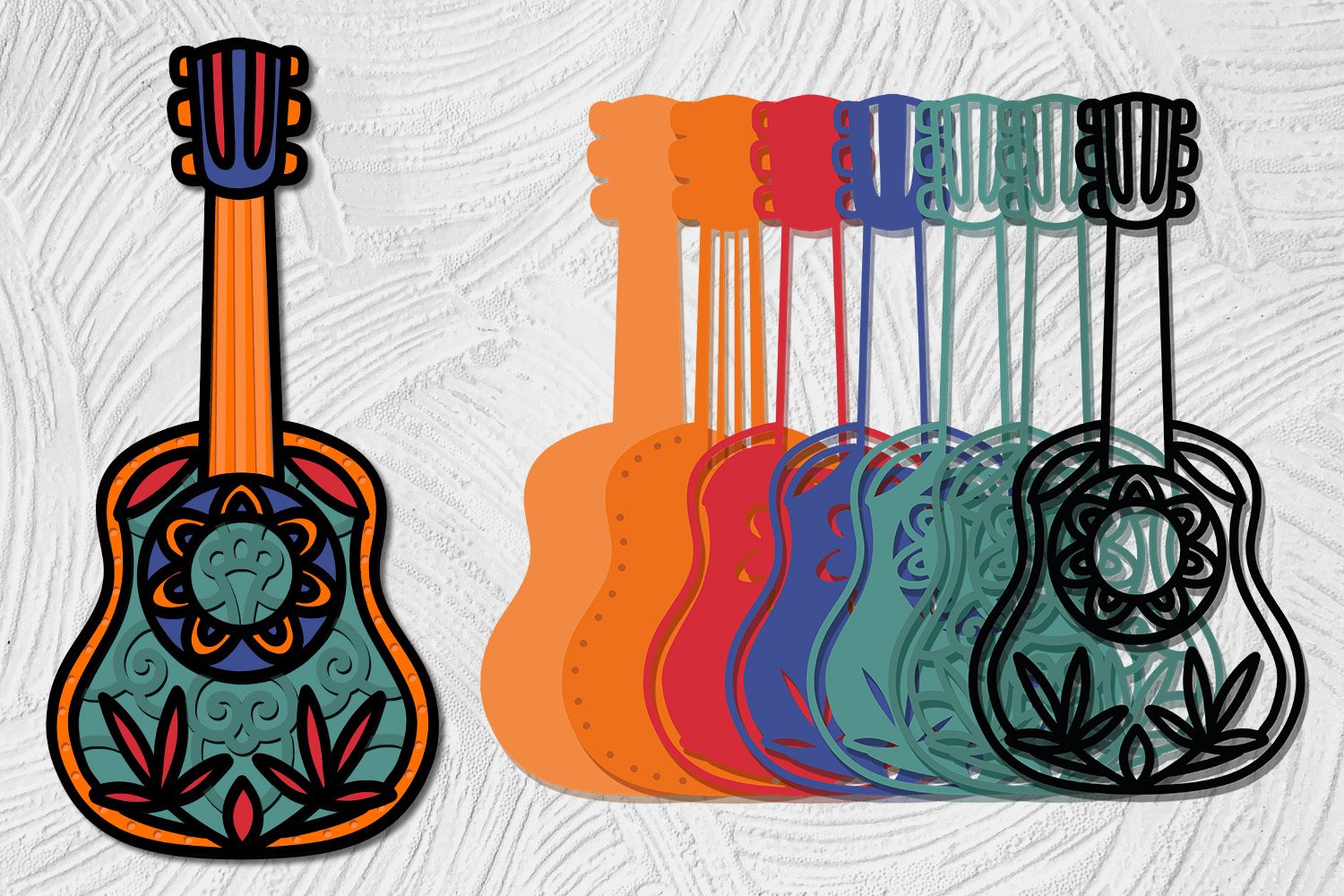 3D Cinco de Mayo Bundle of 6 designs Mexican SVG Layered view 2
