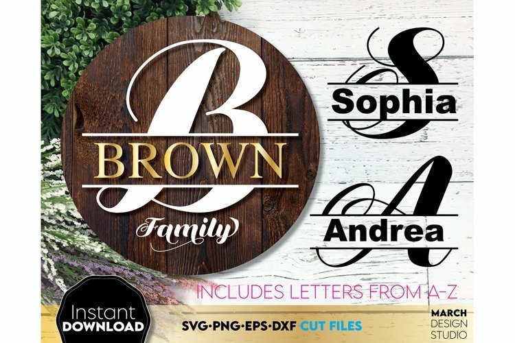 Monogram SVG Bundle | Split Monogram SVG | Family Sign SVG