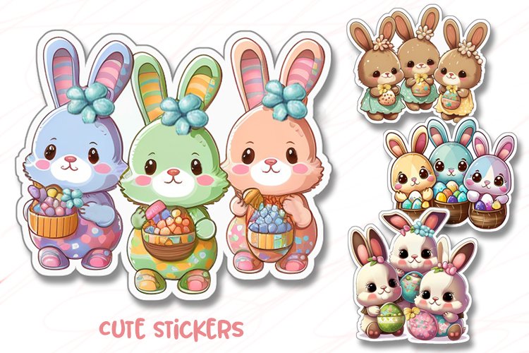 Bundle Easter bunny Eggs Sticker pack png Sublimate print