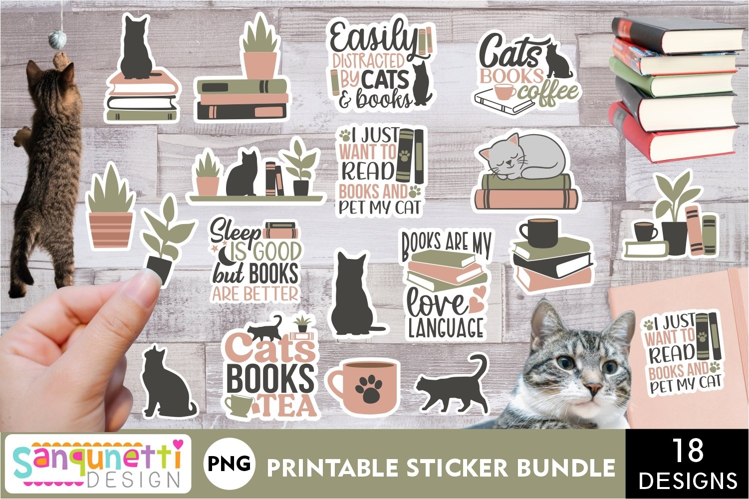 Cat Sticker Bundle| Reading sticker bundle