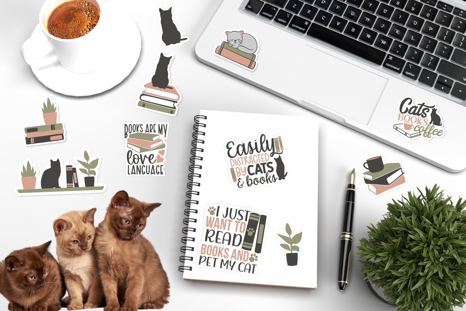 Cat Sticker Bundle| Reading sticker bundle view 3