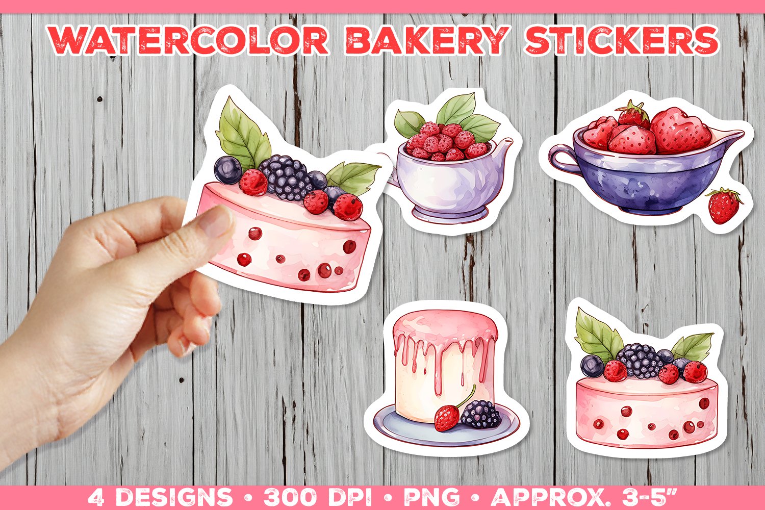 Digital Watercolor Baking Stickers Bundle. Stickers Bundle view 2