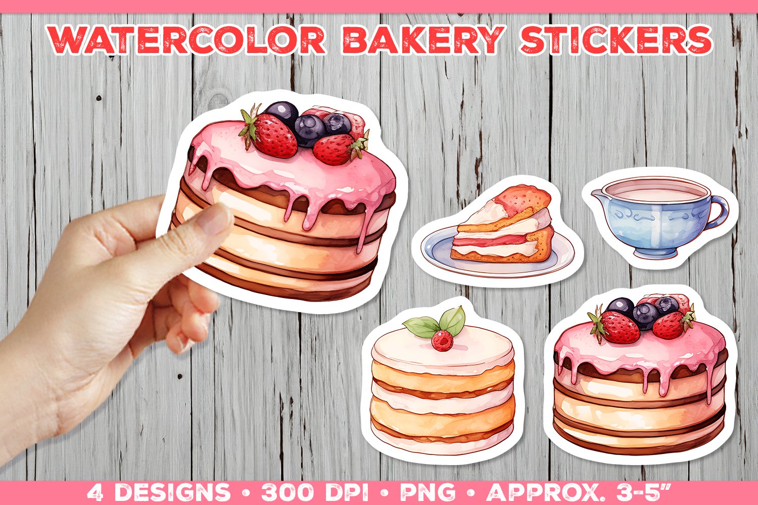 Digital Watercolor Baking Stickers Bundle. Stickers Bundle view 3