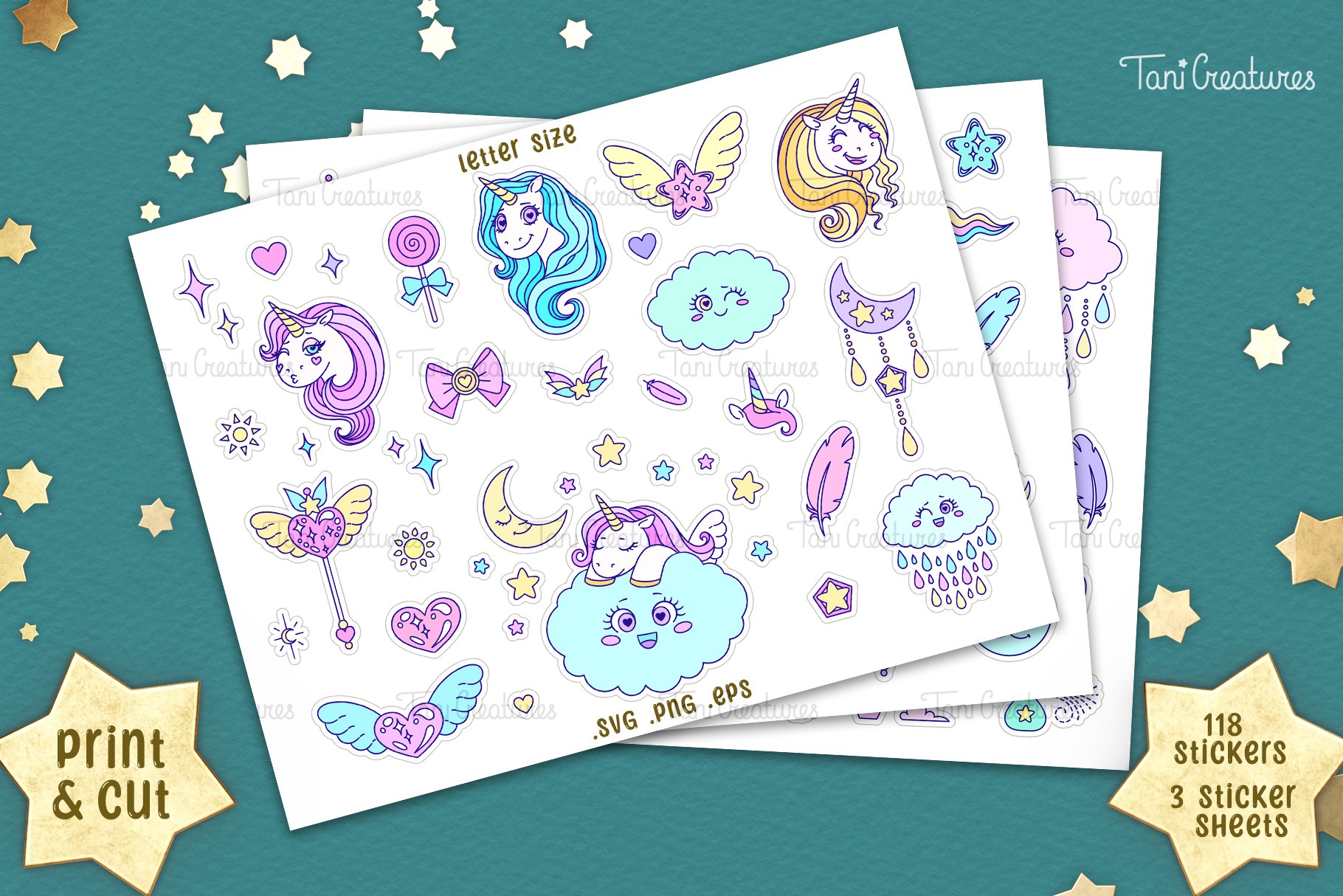 Magical Unicorns | Printable Sticker Sheets - Cricut Design