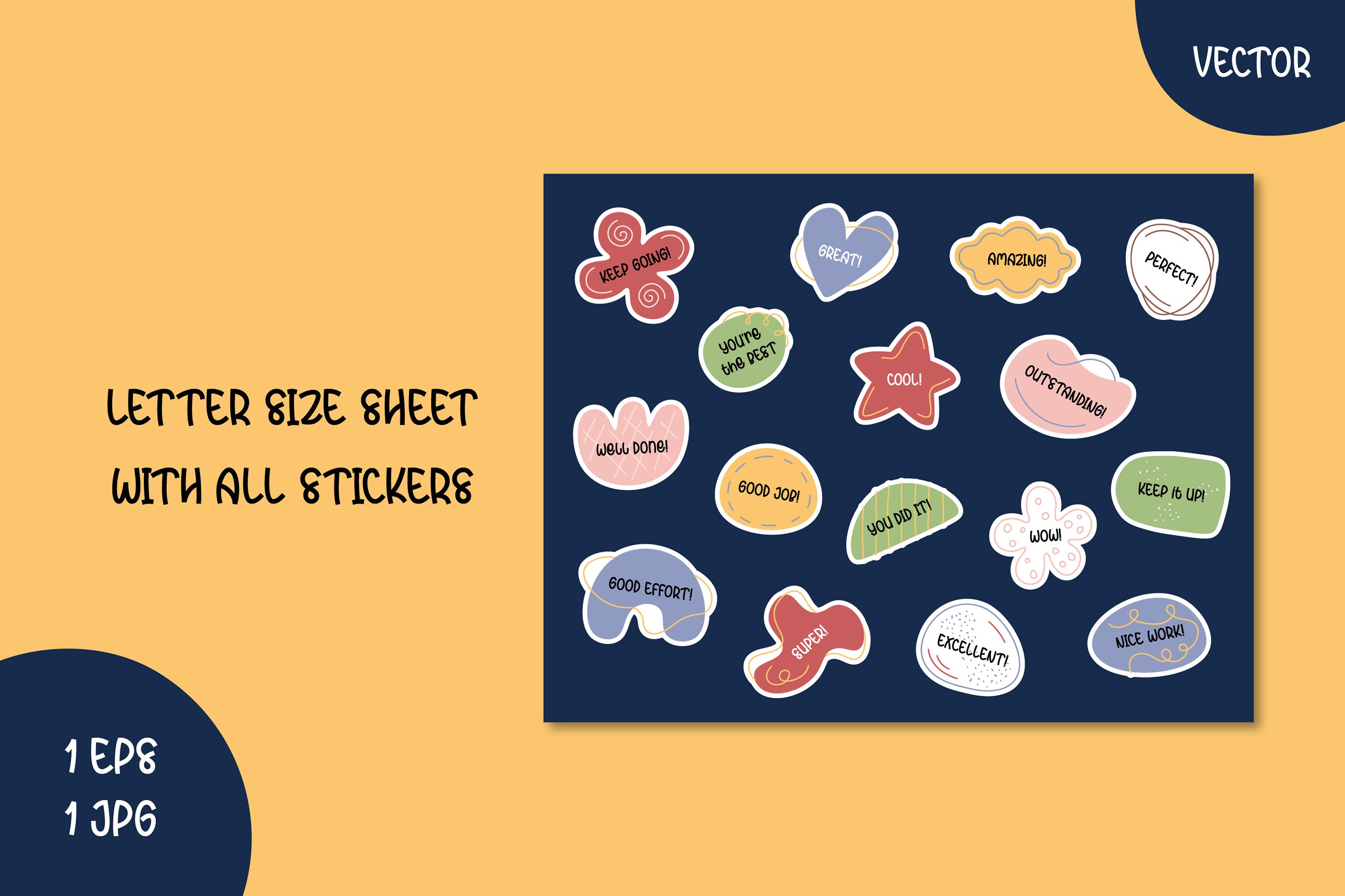 Motivational Stickers Pack | PNG   Vector | Good Job Clipart view 2