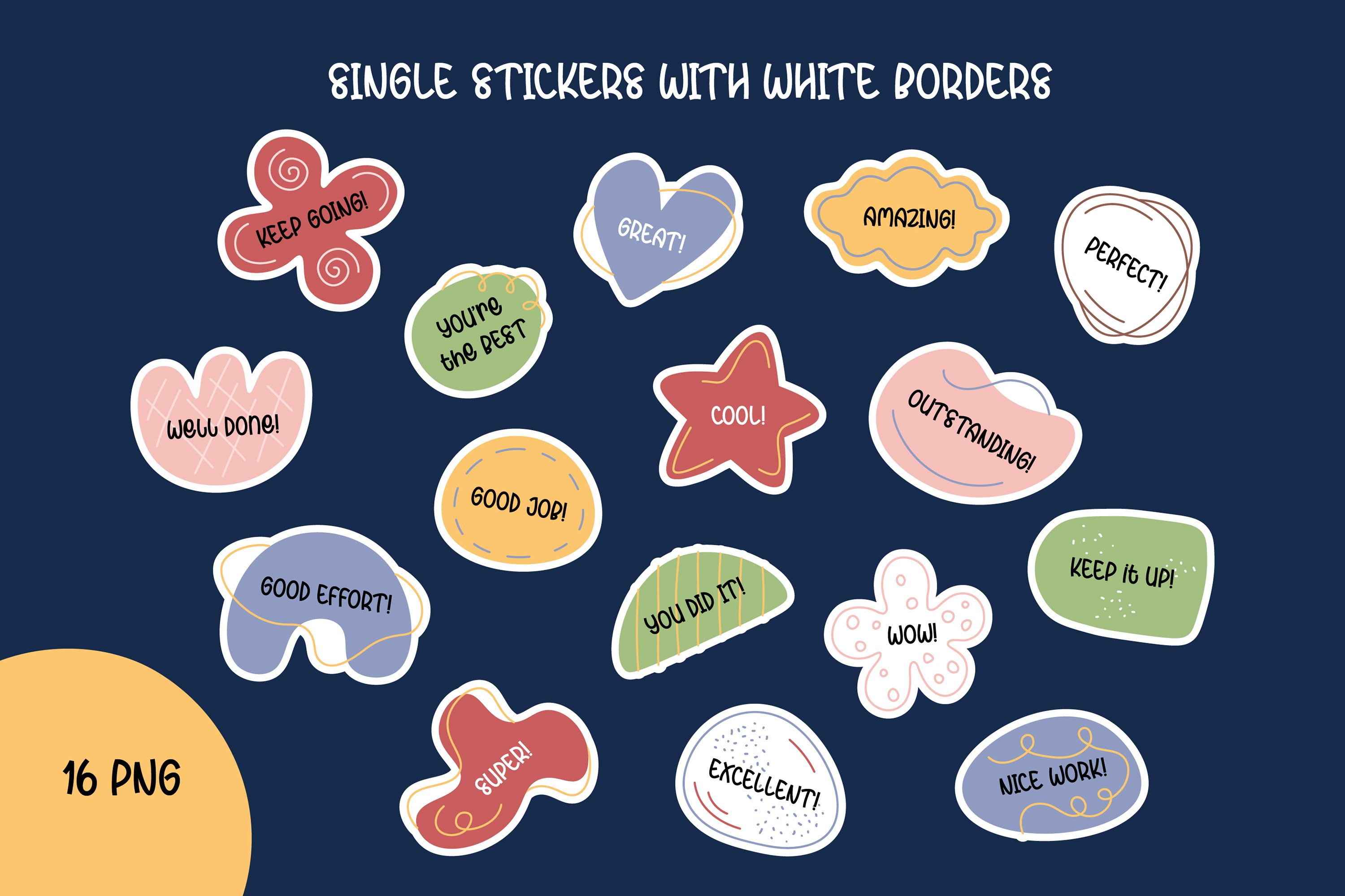 Motivational Stickers Pack | PNG   Vector | Good Job Clipart view 3