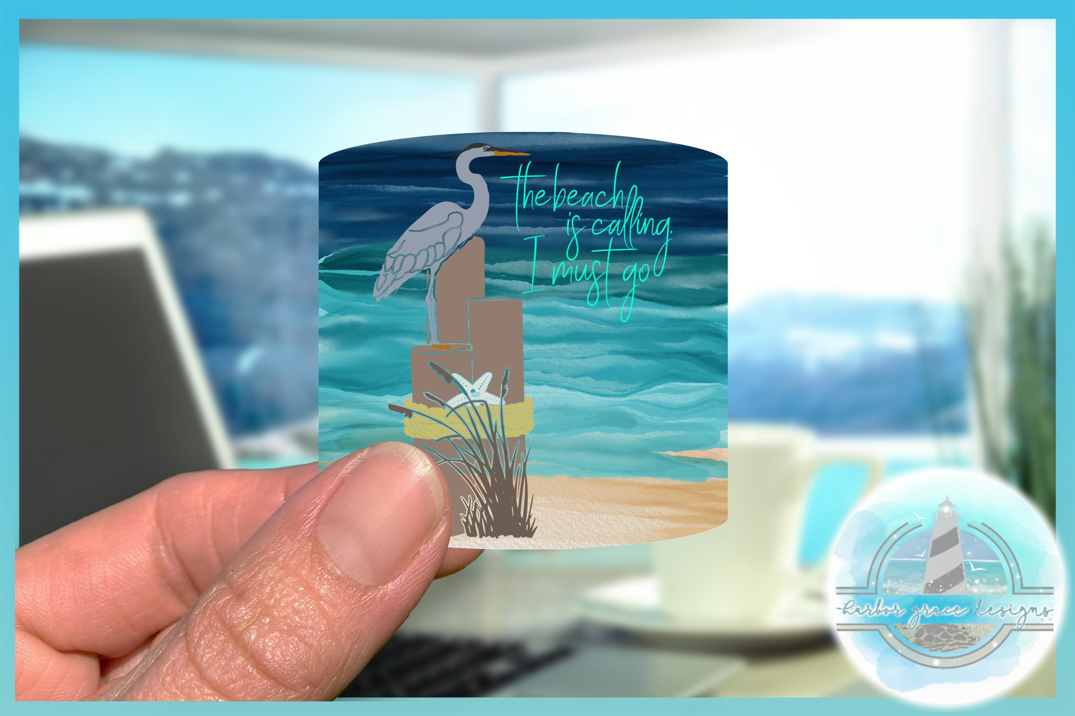 PNG Beach Quotes Printable Square Sticker Set - 300dpi PNG view 2